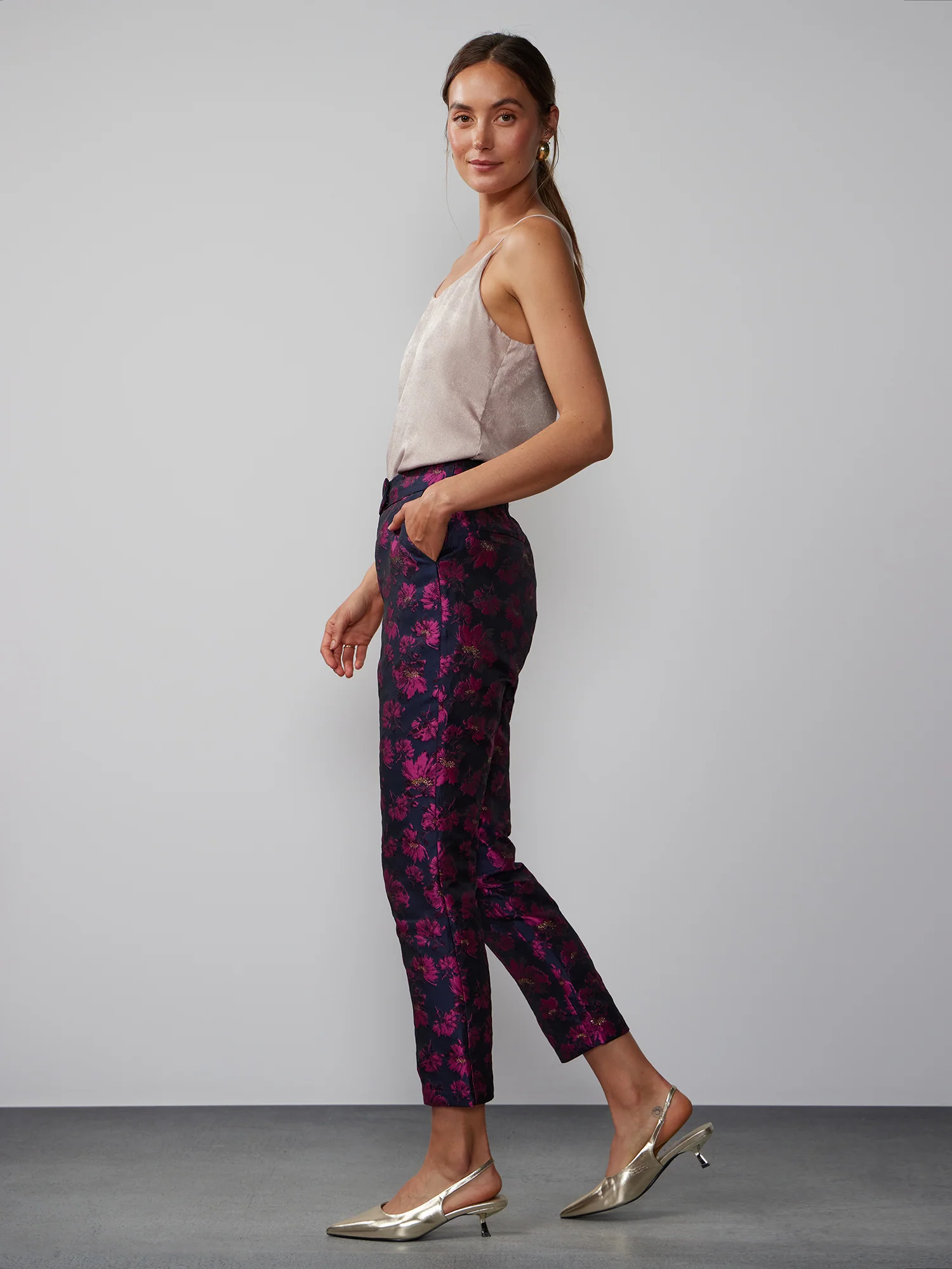 High Rise Floral Jacquard Pant - Image 2