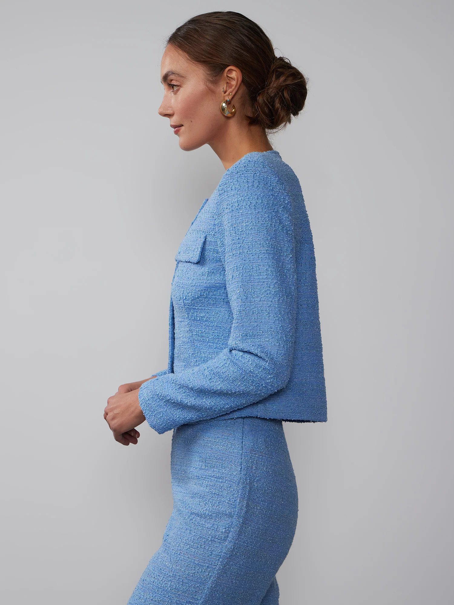 Knit Tweed Cropped Jacket - Image 2