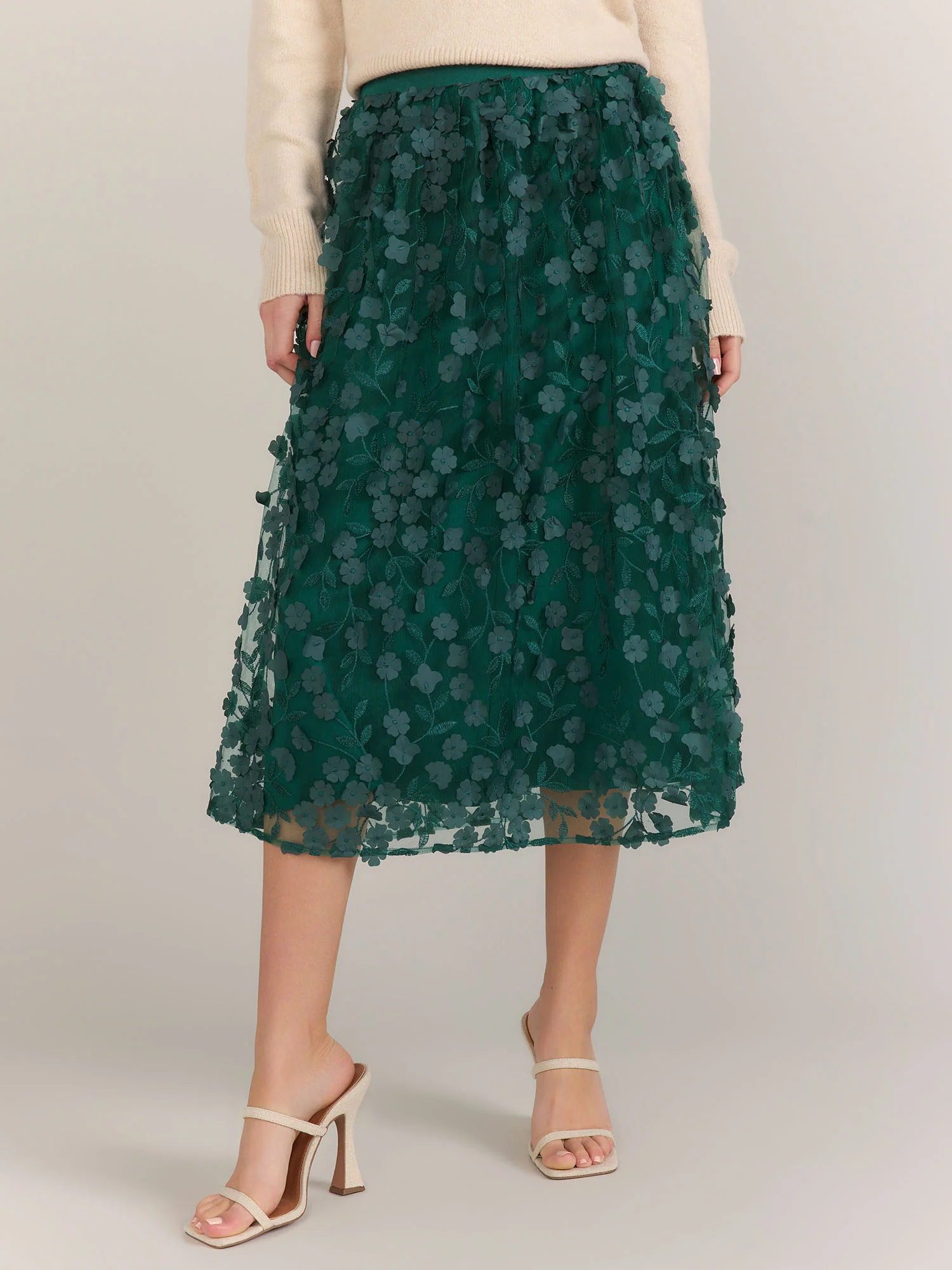 A-Line Floral Applique Mesh Skirt - Lena - Image 6