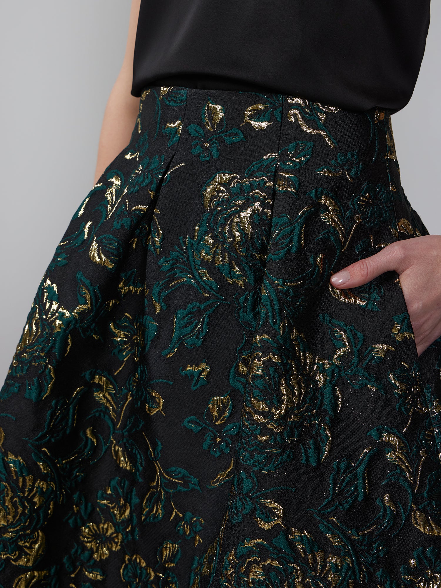 Floral Brocade A-line Skirt - Image 4