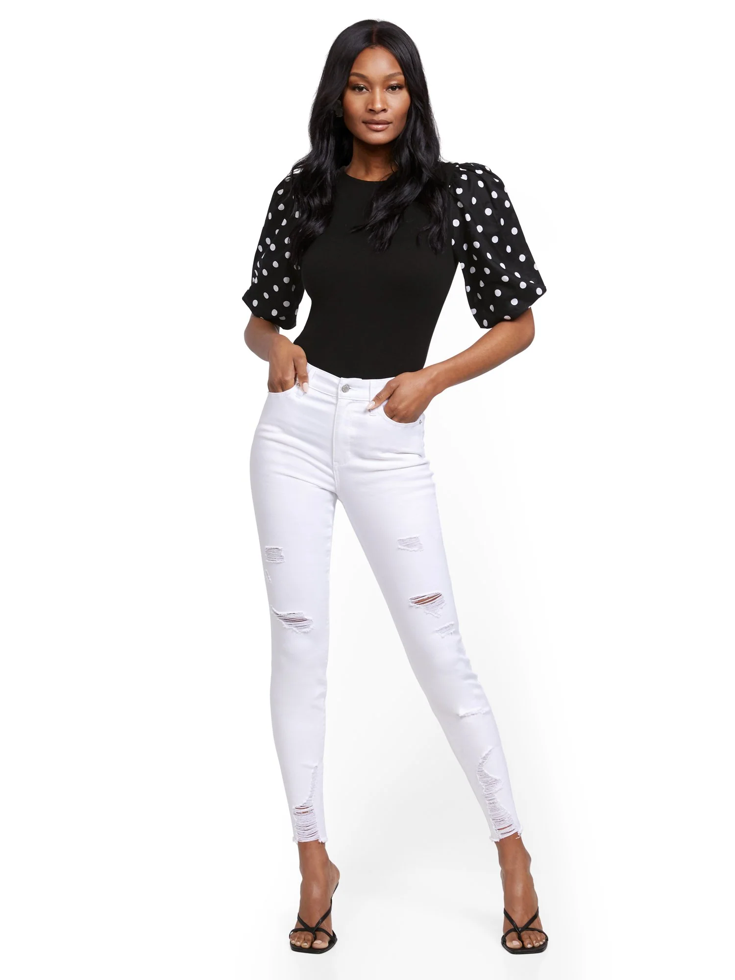 Abby High-Waisted Slimming No Gap Super-Skinny Ankle Jeans - White - Image 4