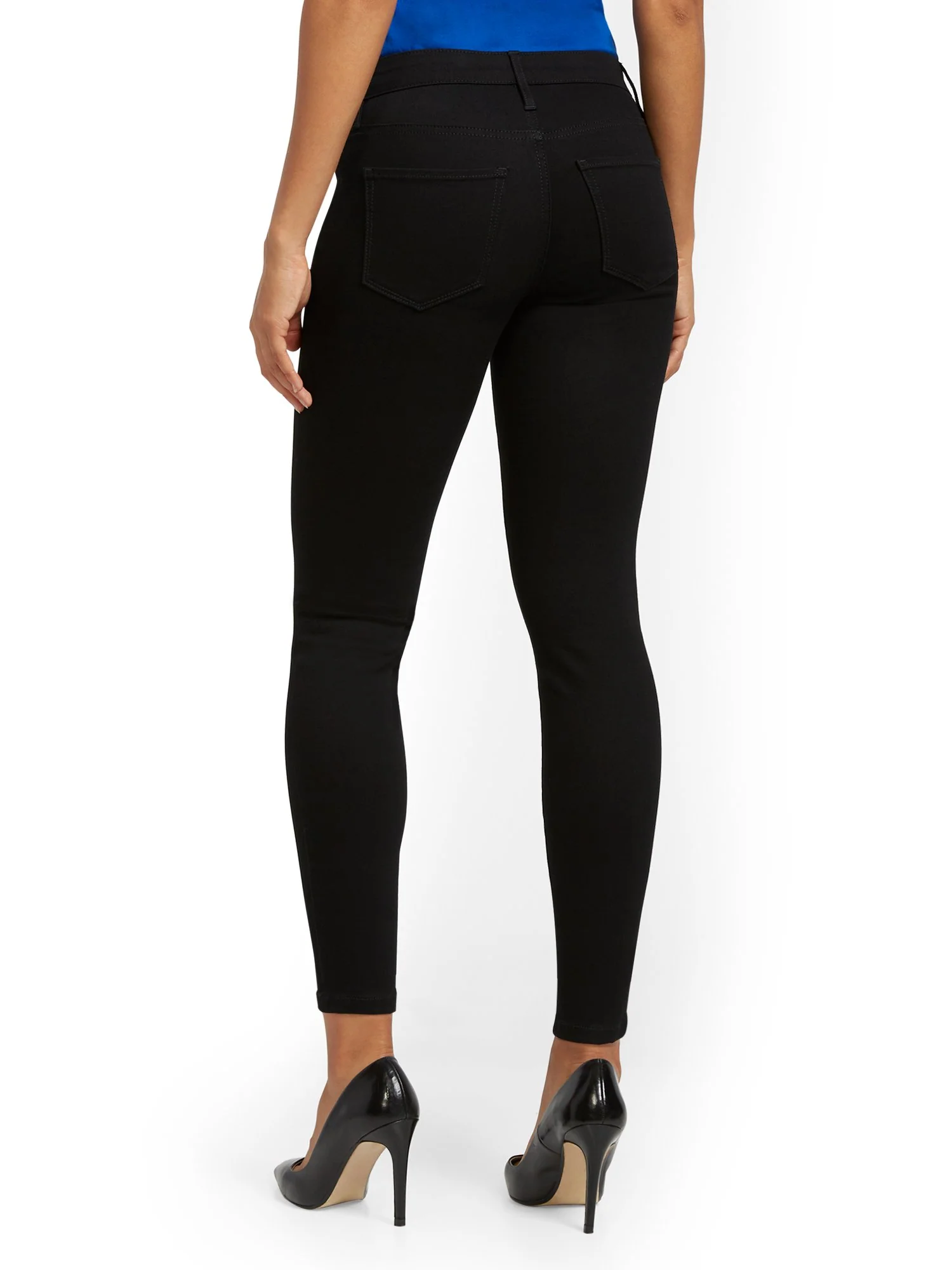 Abby Mid-Rise Slimming No Gap Super-Skinny Ankle Jeans - Black - Image 3