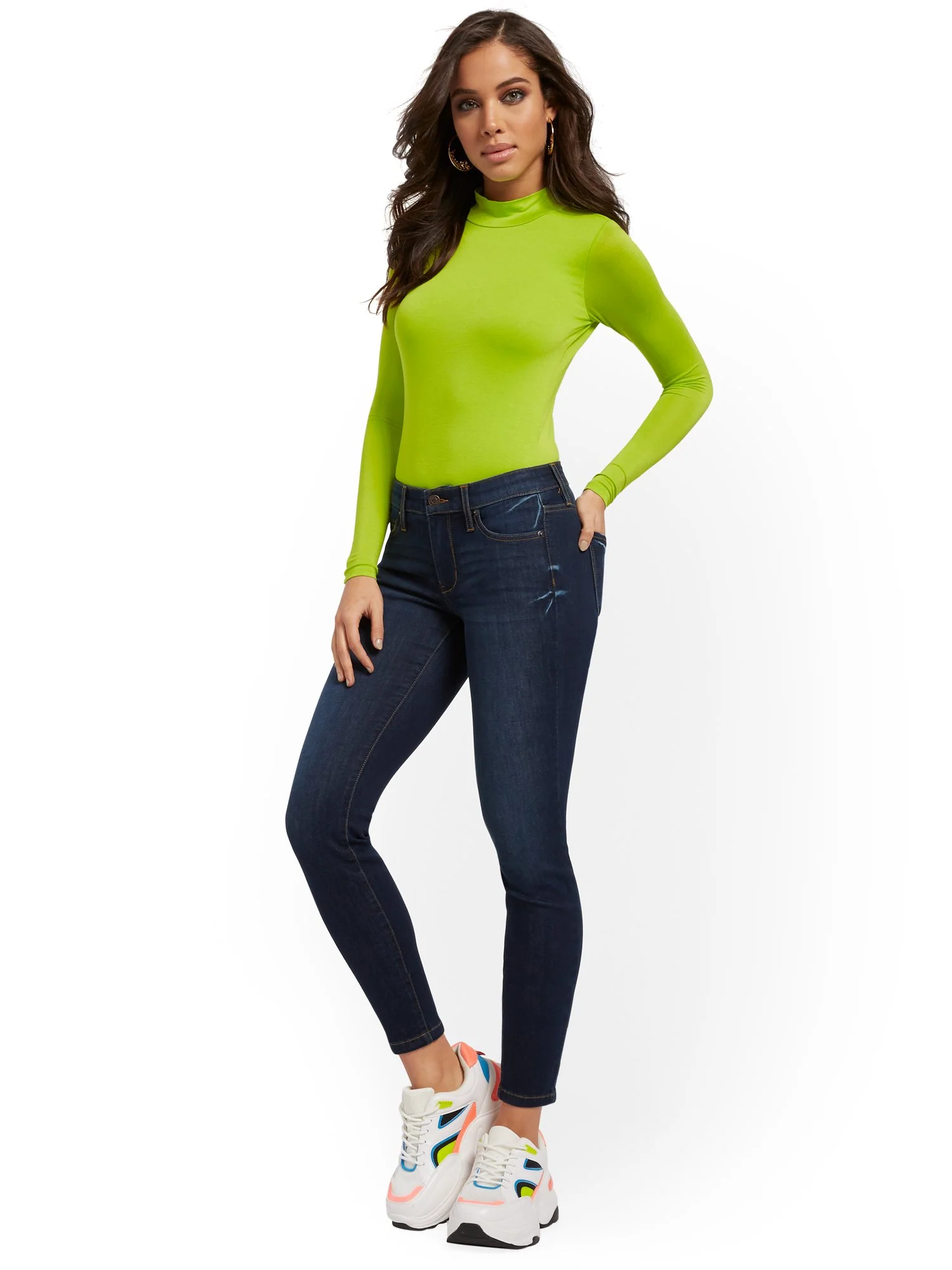 Abby Mid-Rise Slimming No Gap Super-Skinny Ankle Jeans - Dark Wash - Image 4