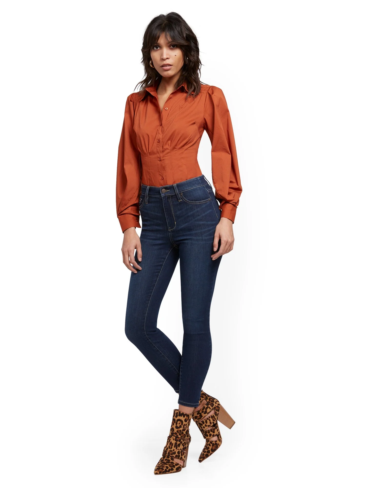 Abby Super High-Waisted No Gap Super-Skinny Ankle Jeans - Dark Blue - Image 4