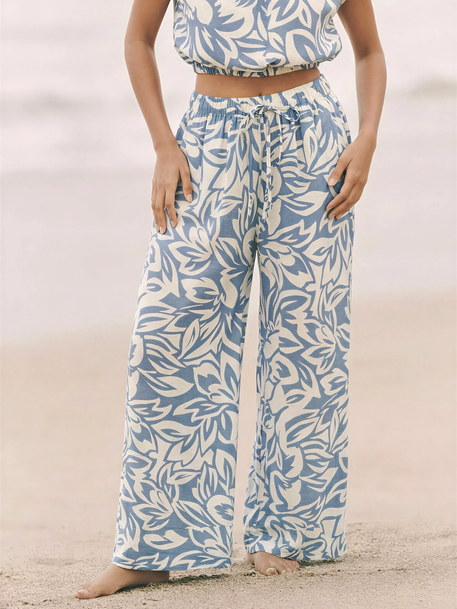 Abstract Floral Pull On Pants - Image 2