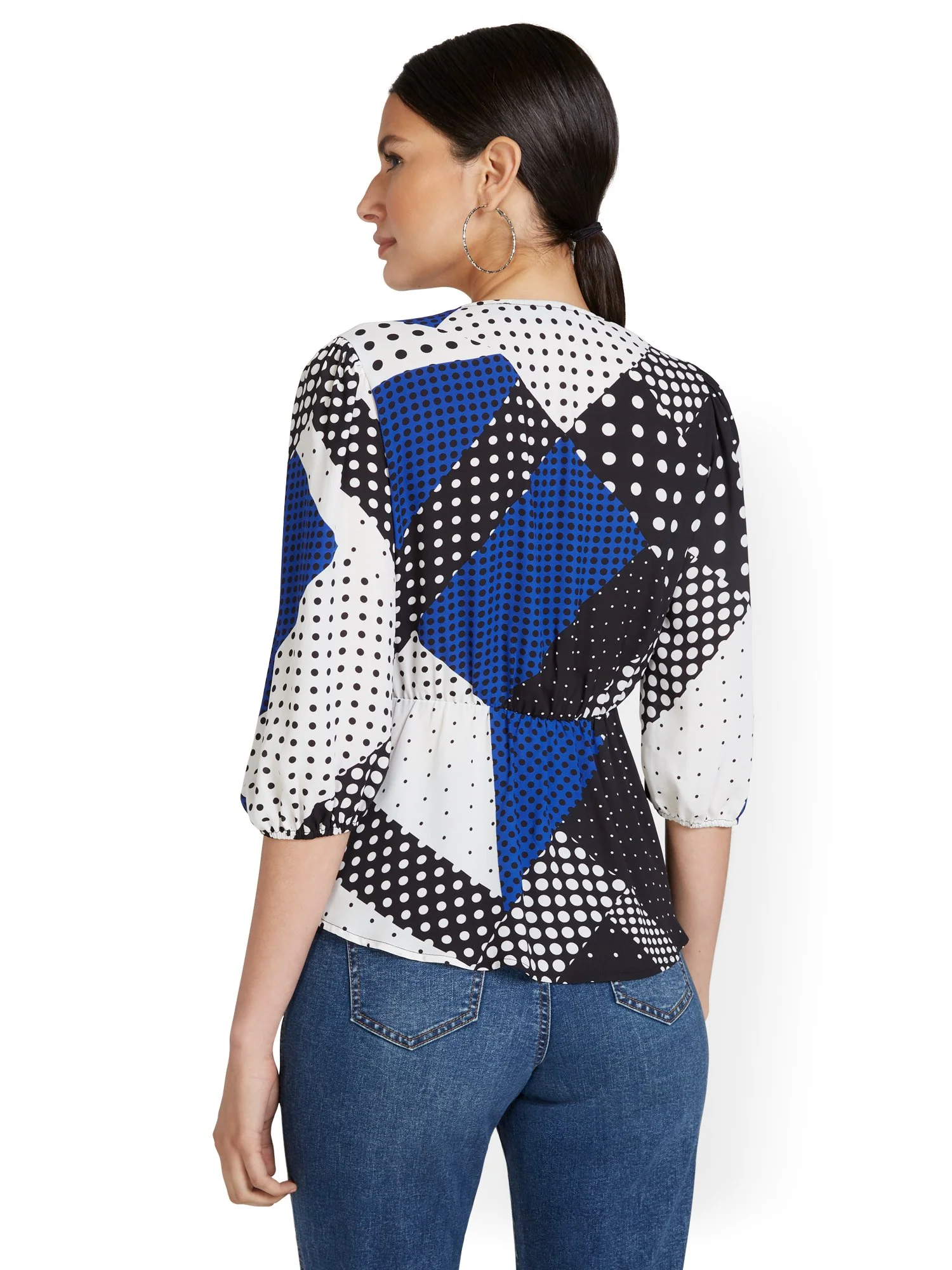 Abstract-Print Balloon-Sleeve Blouse - Image 6