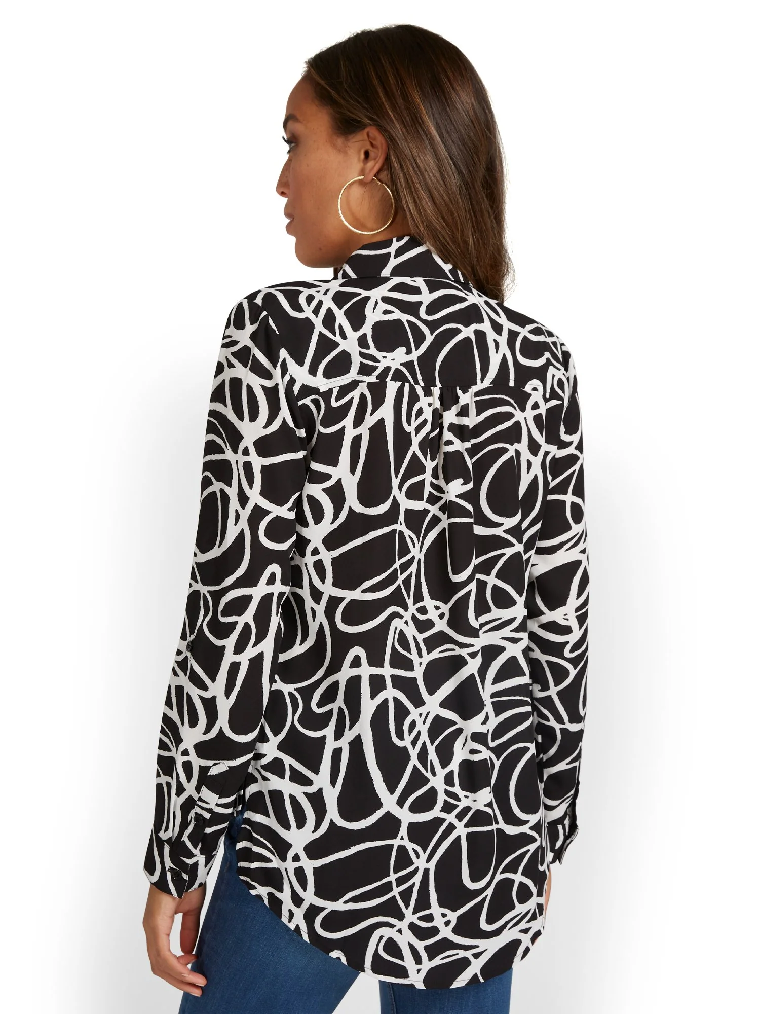 Abstract-Print Button-Down Top - Image 3