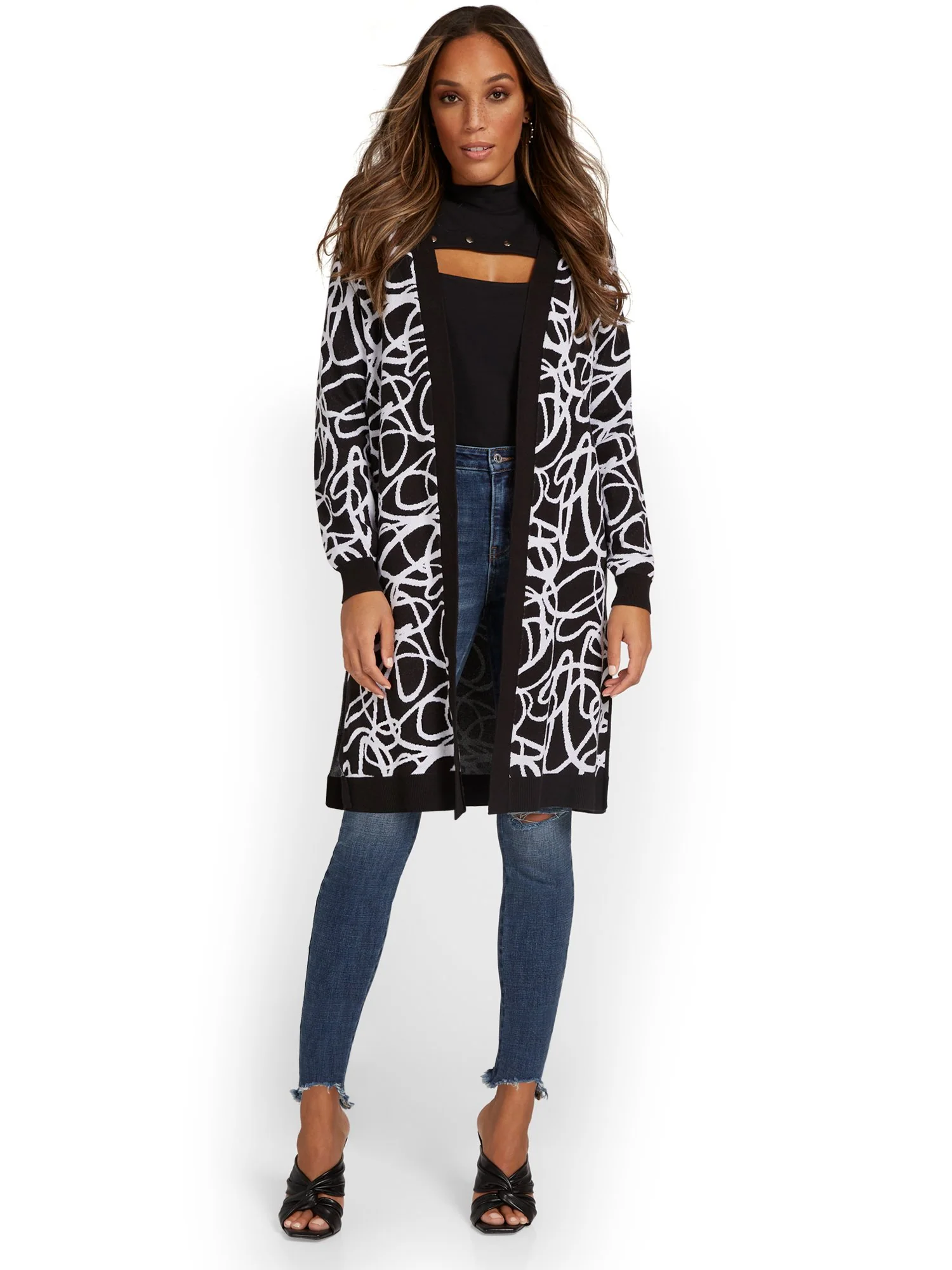 Abstract-Print Cardigan - Image 2