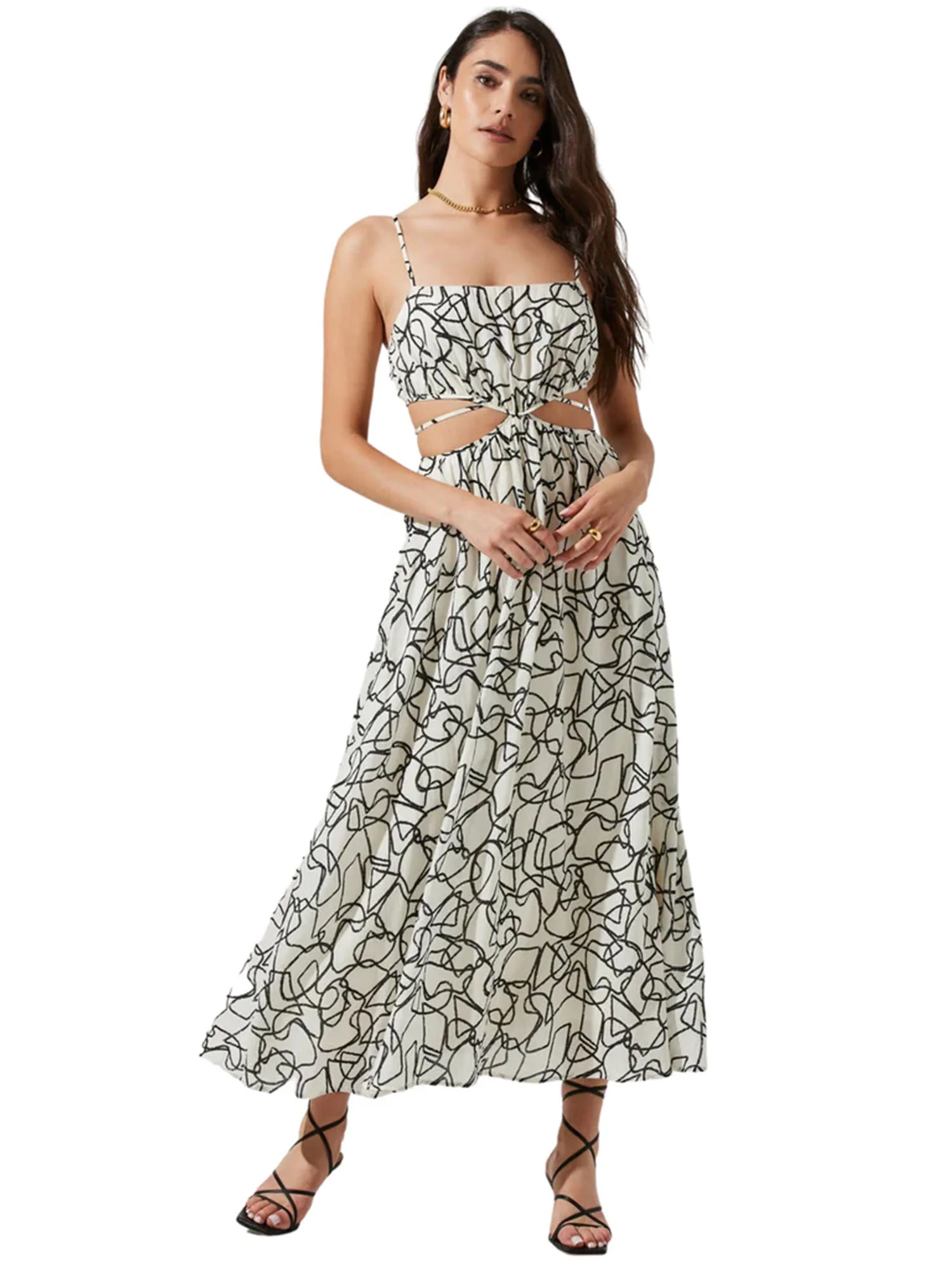 Abstract-Print Cut-Out Maxi Dress - ASTR The Label - Image 2