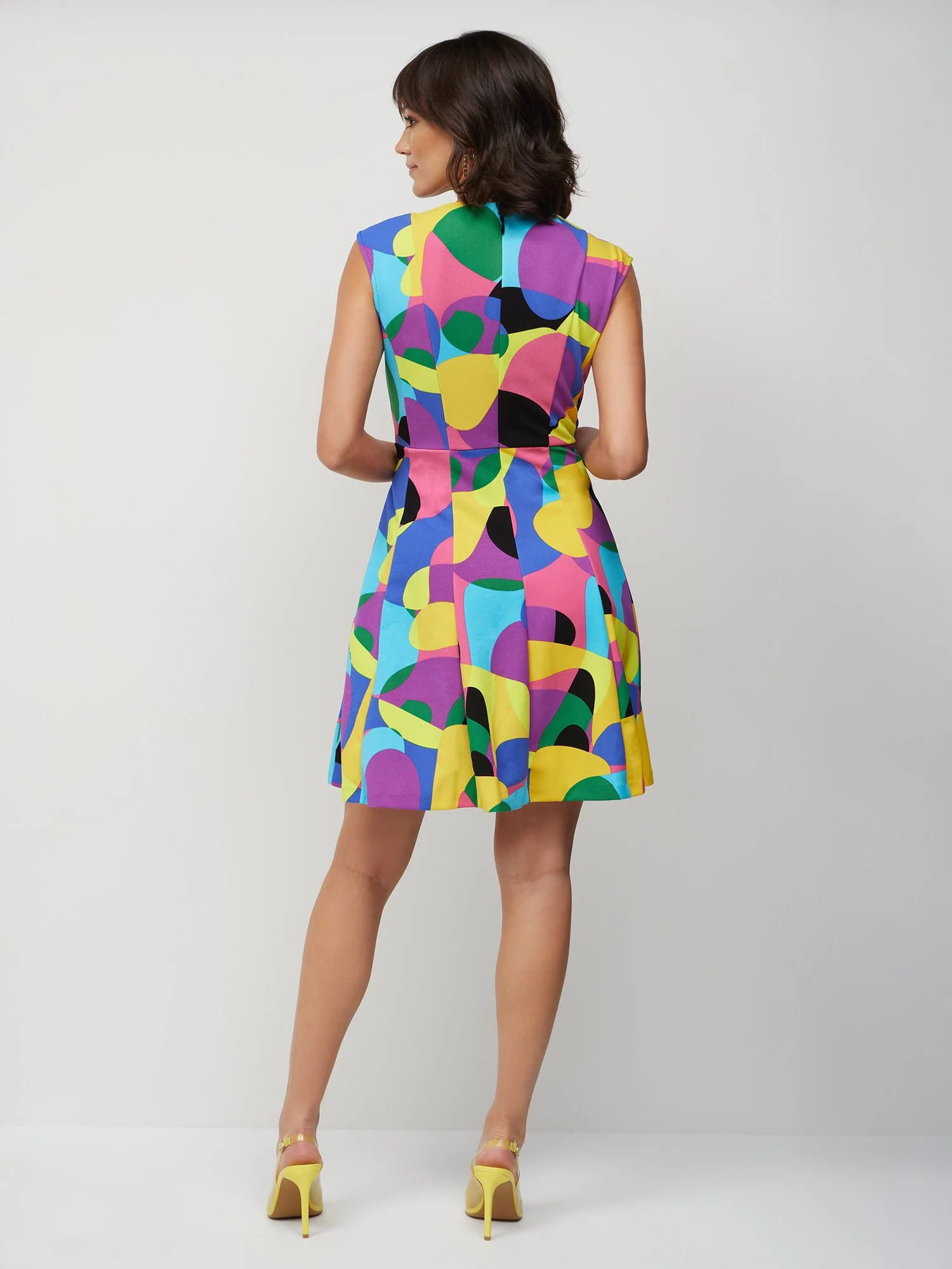 Abstract-Print Flare Dress - Magic Crepe® - Image 2