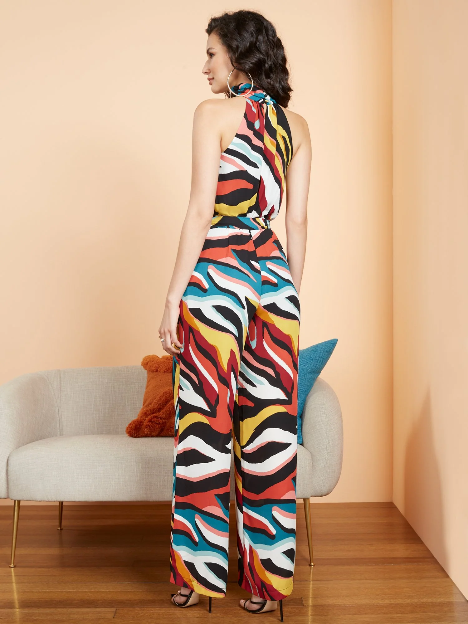 Abstract-Print Halter Jumpsuit - Image 3