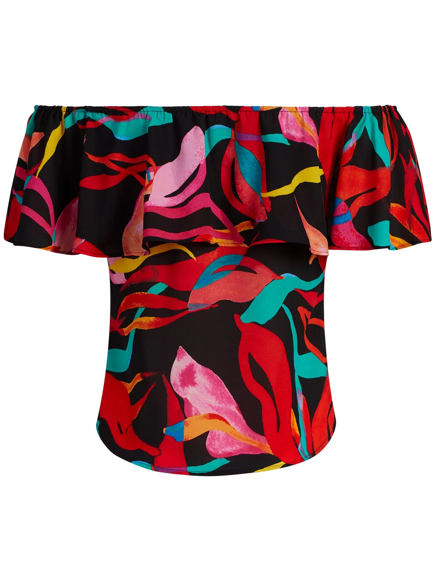 Abstract Print Off-The-Shoulder Ruffle Top - Image 3