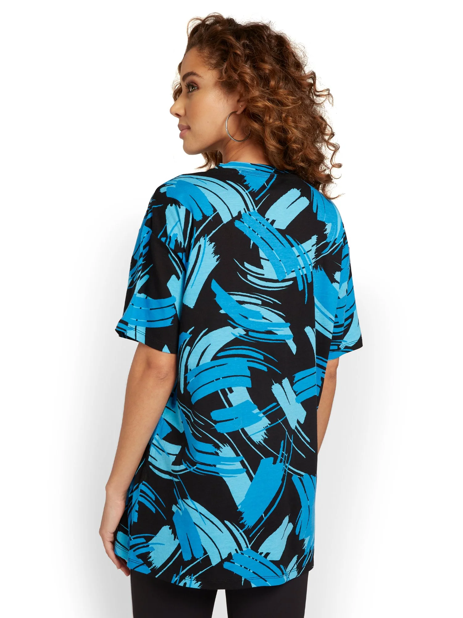 Abstract-Print Oversized Graphic Tee - Image 6