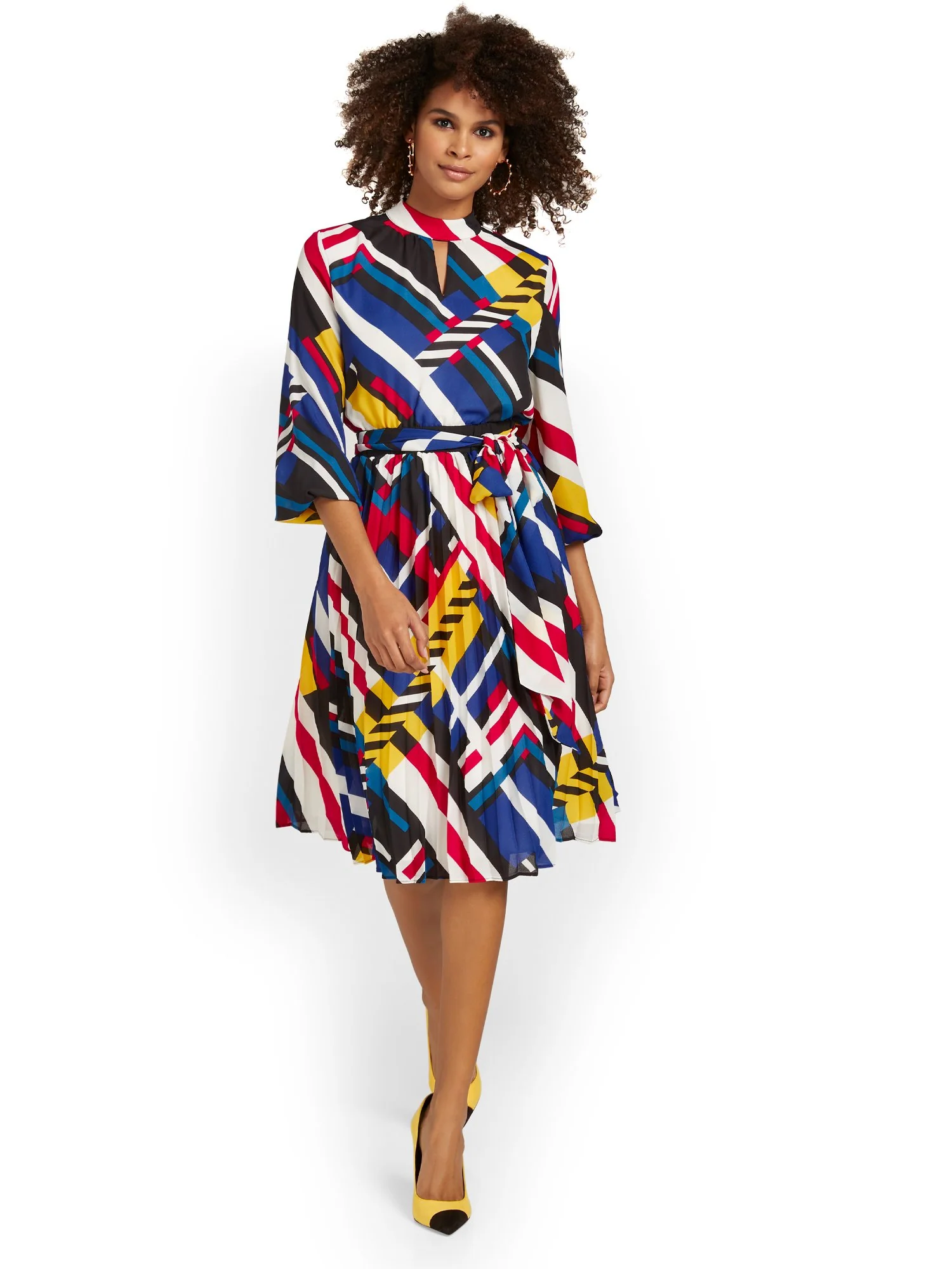 Abstract-Print Pleated Midi Dress - Image 2