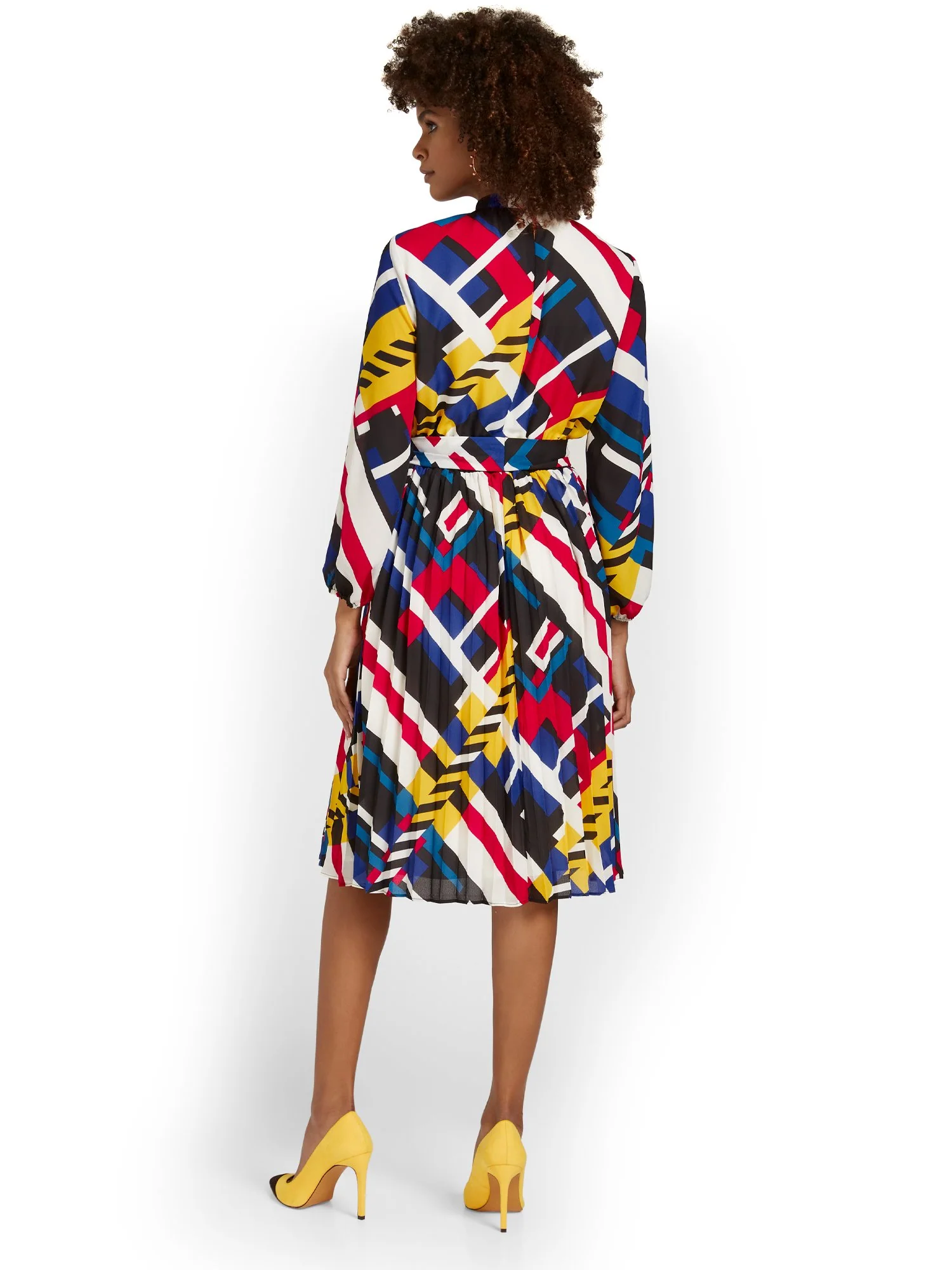 Abstract-Print Pleated Midi Dress - Image 3