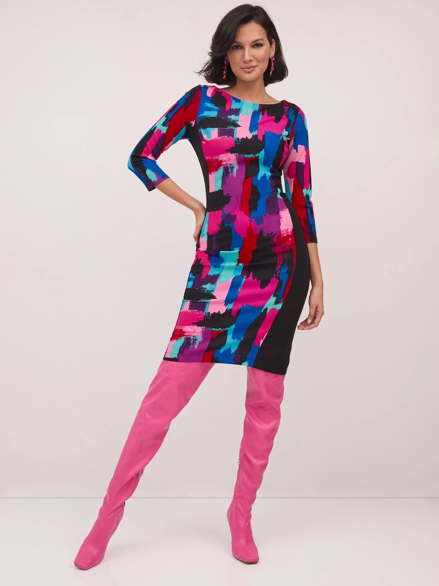 Abstract-Print Sheath Dress - Image 2