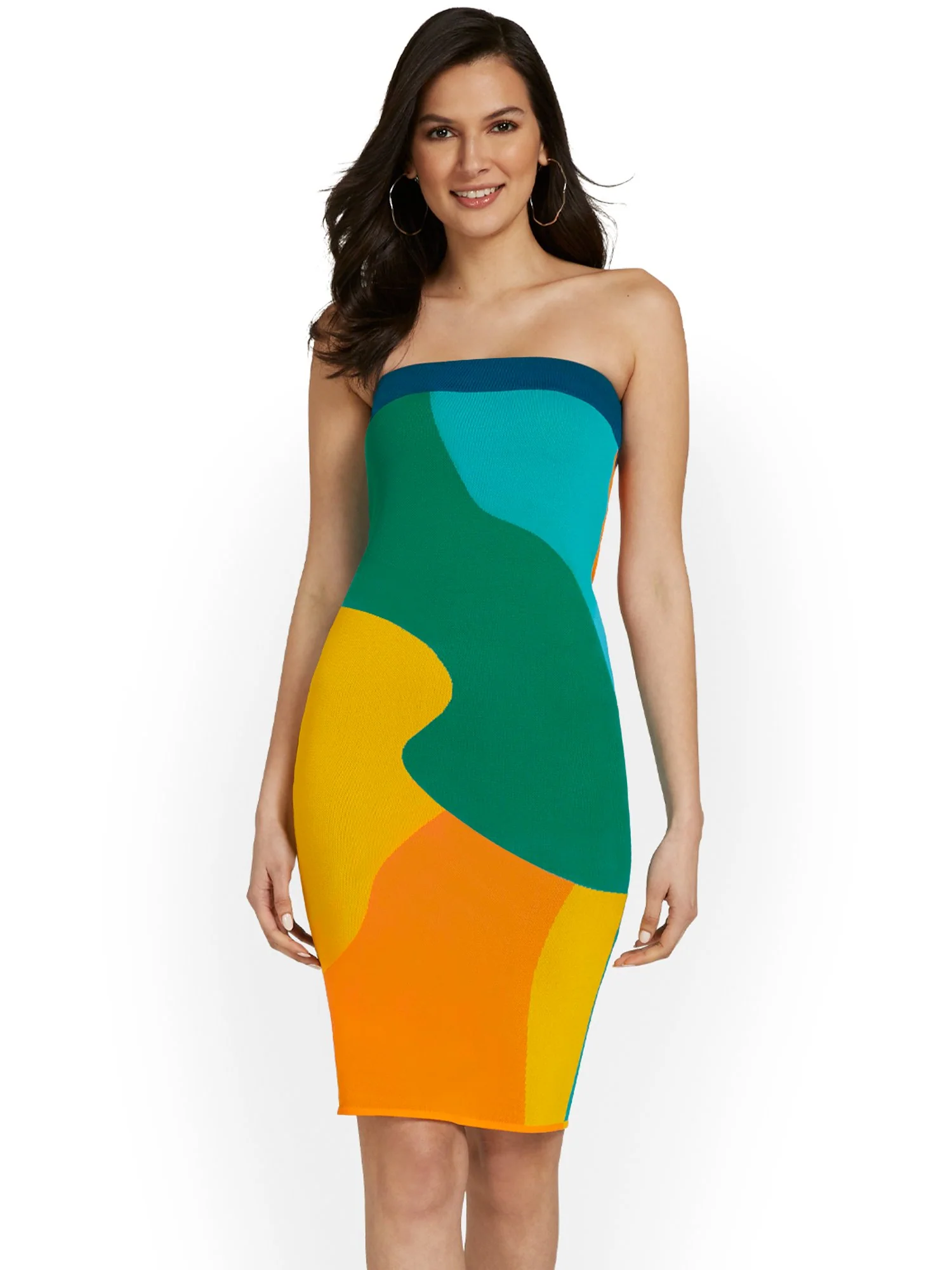 Abstract-Print Strapless Sweater Dress - Image 2