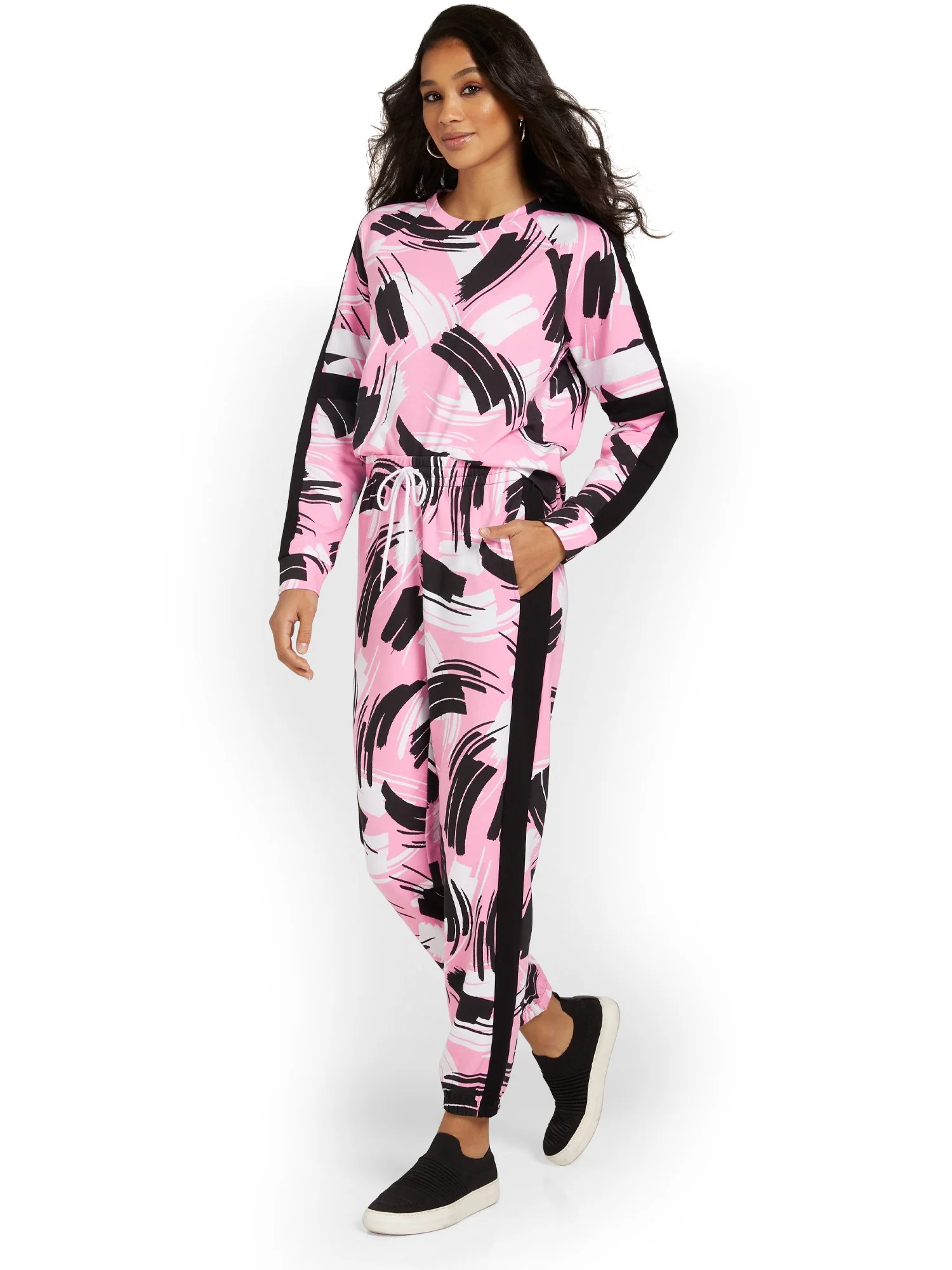 Abstract-Print Striped French Terry Jogger Pant - Image 4