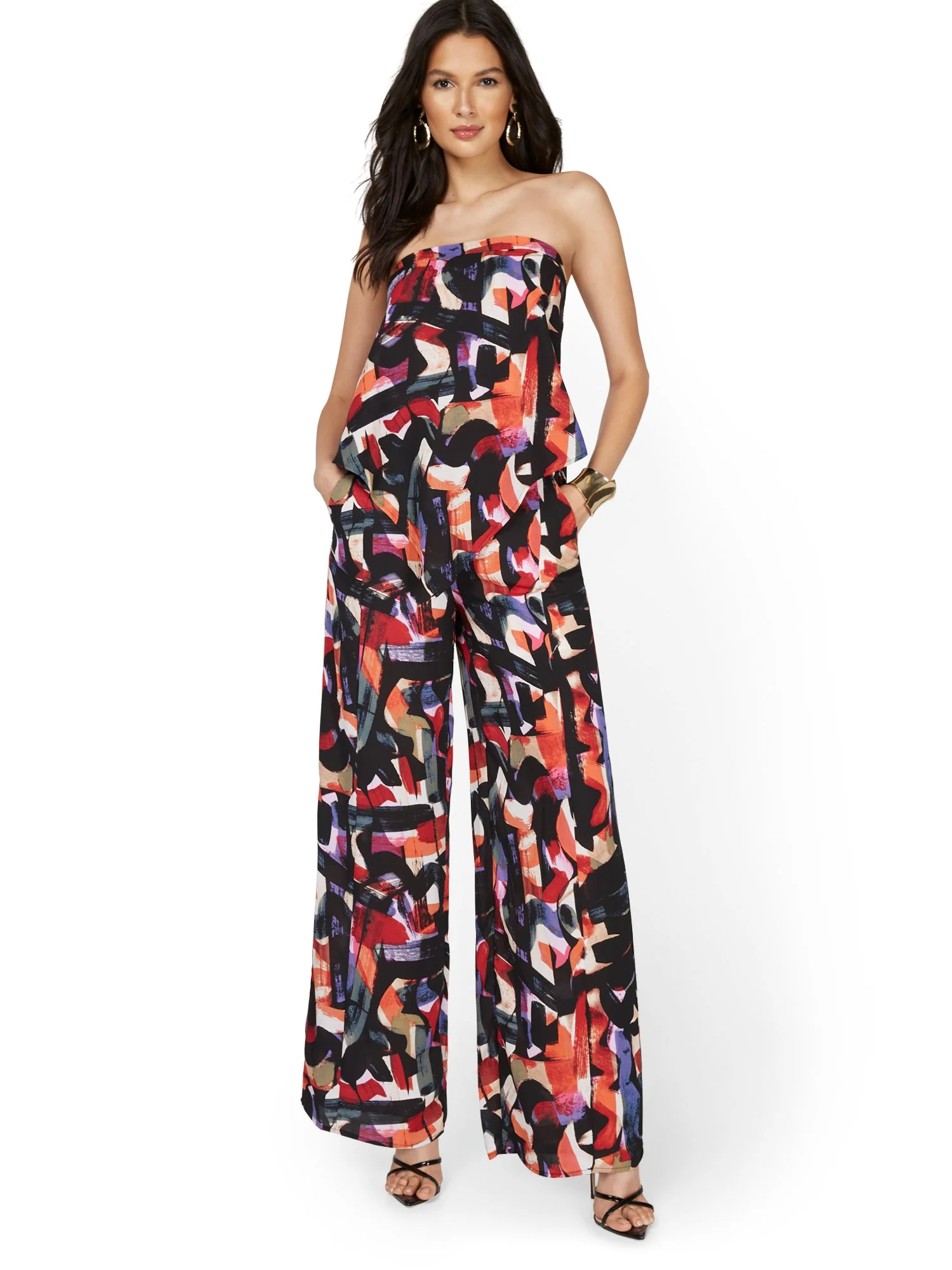Abstract-Print Tie-Waist Wide-Leg Pant - Image 3