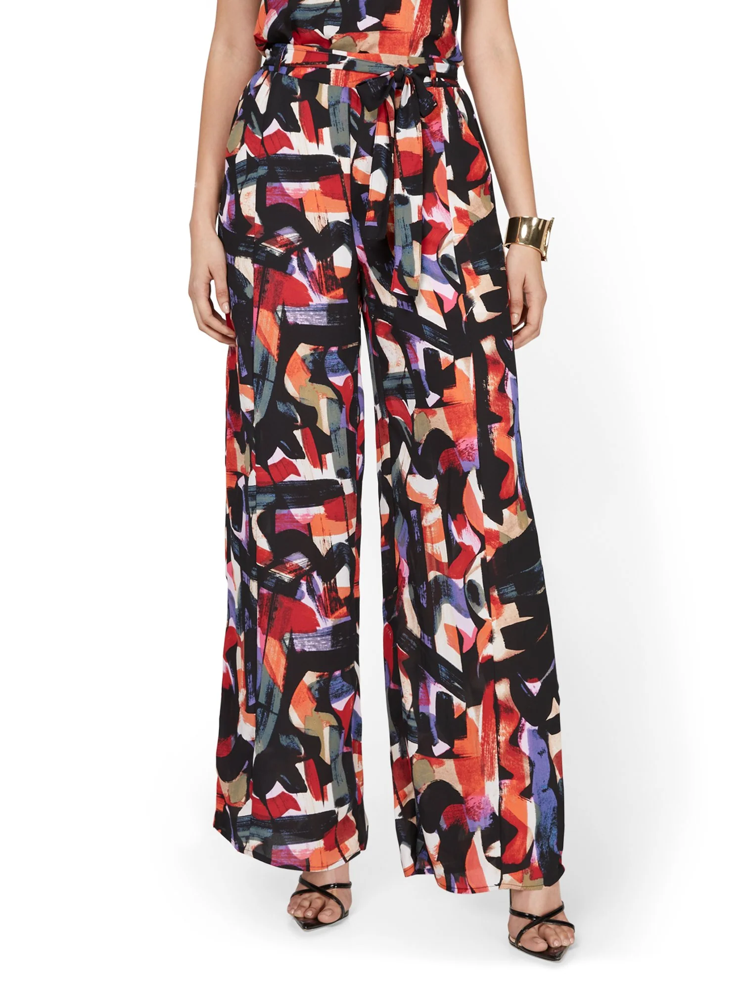 Abstract-Print Tie-Waist Wide-Leg Pant - Image 4
