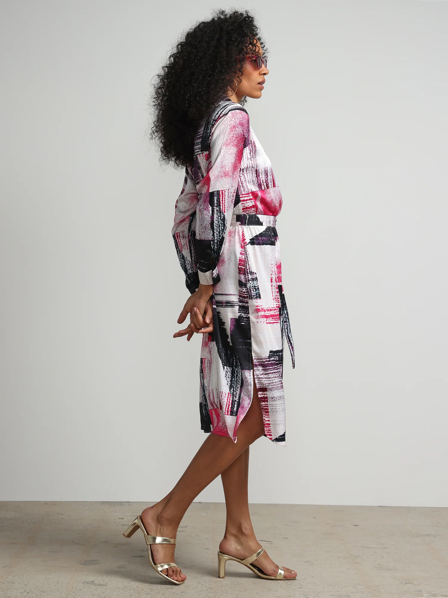 Abstract-Print Wrap Dress - Image 2