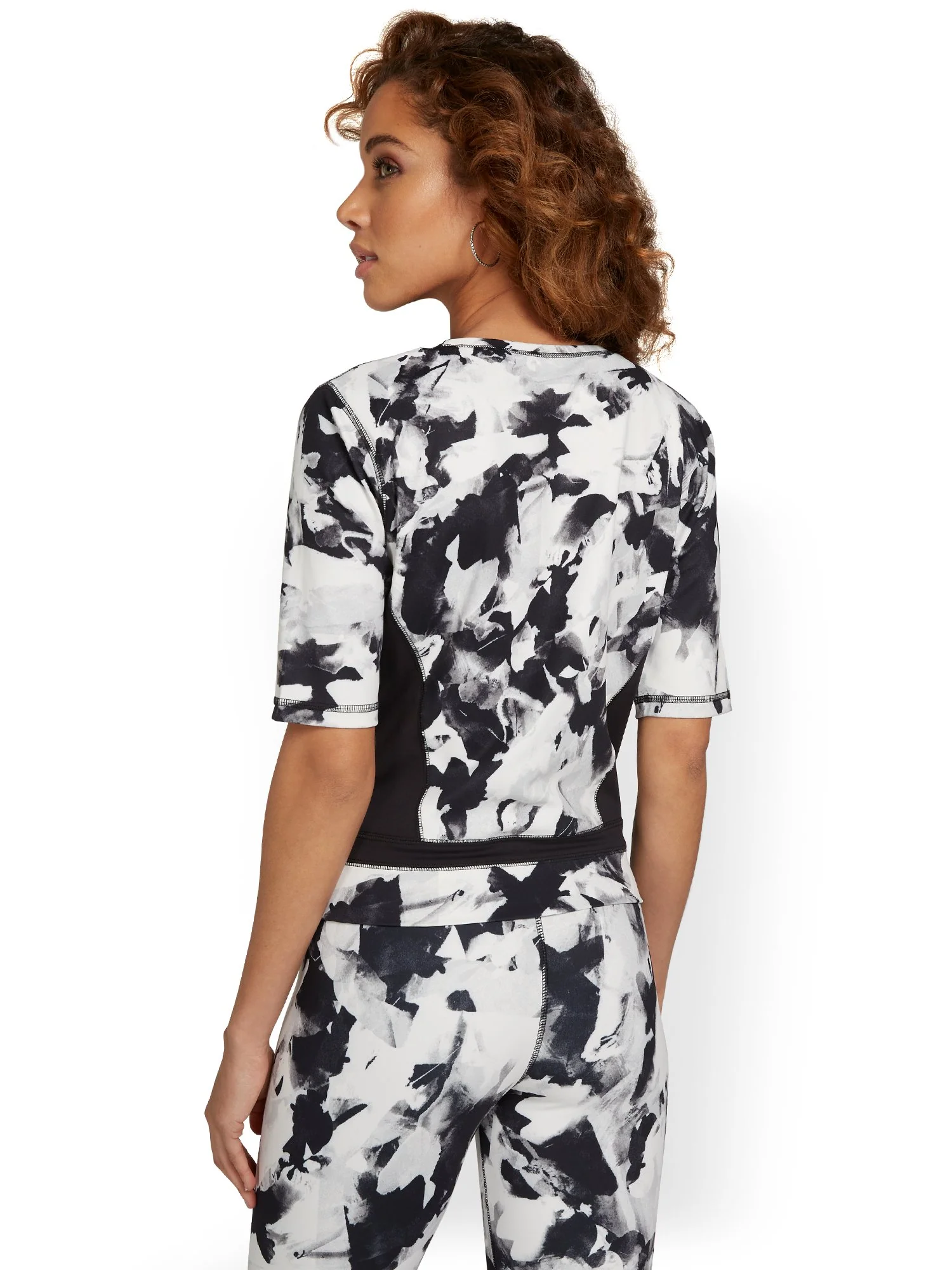 Abstract-Print Yoga Top - City Contour - Image 3