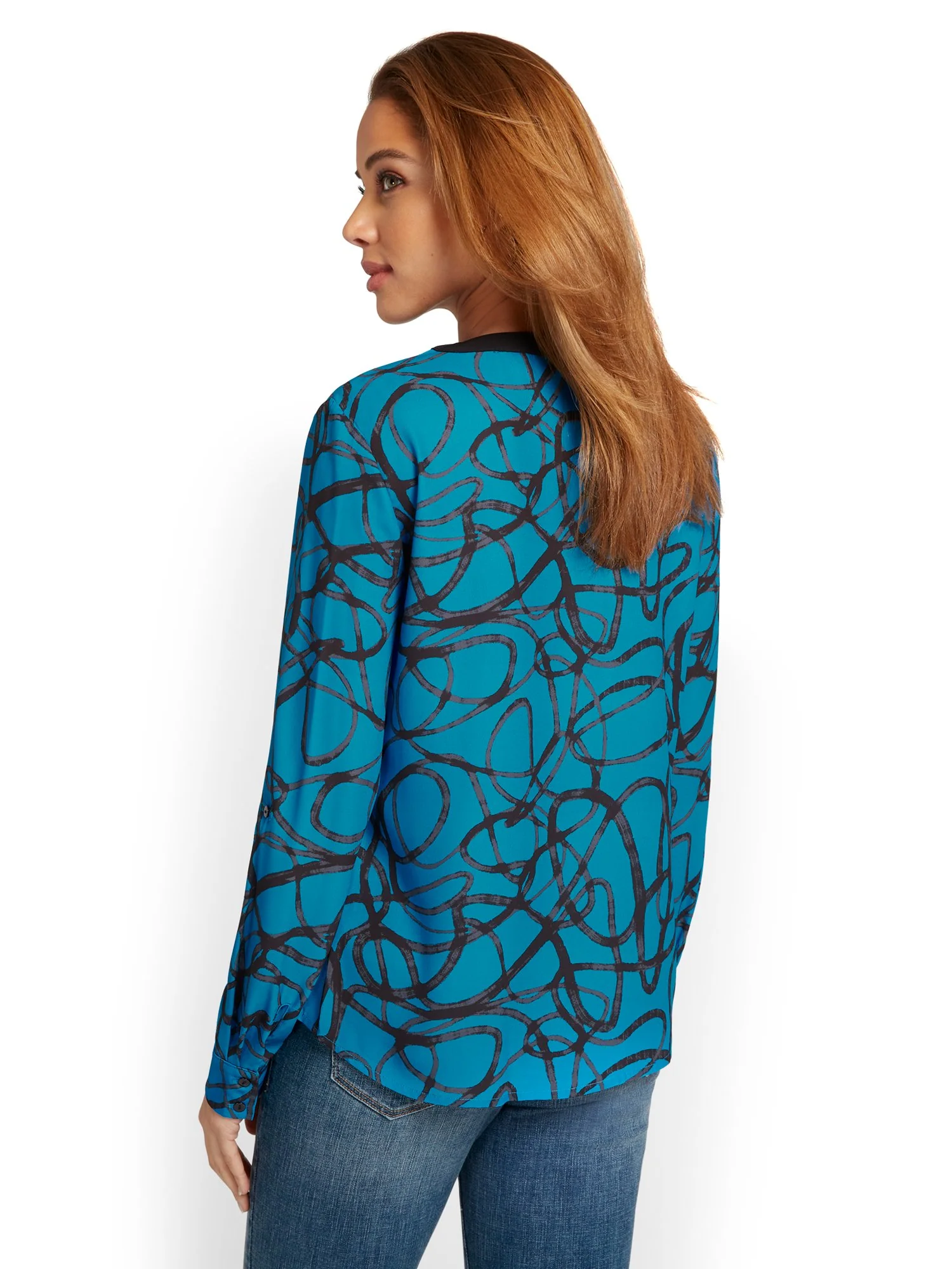 Abstract-Print Zip-Pocket Top - Image 3