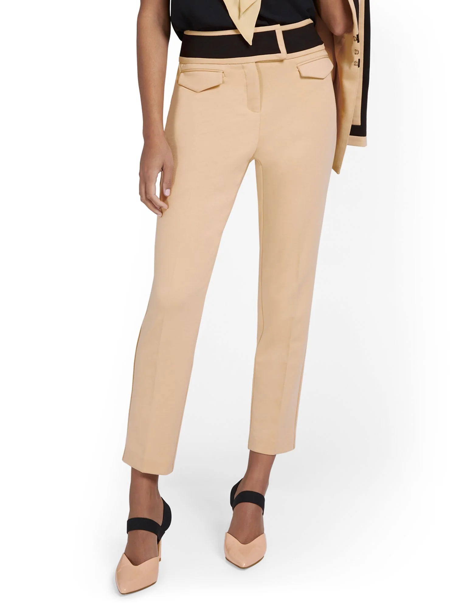Accent-Waist Slim-Leg Pant