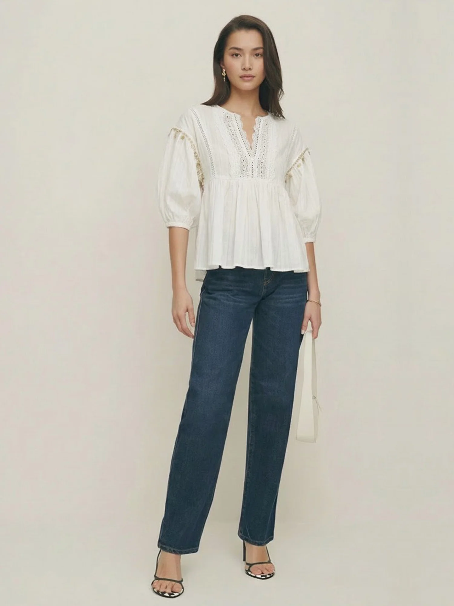 Alexa Boho Seashell Trim Blouse - Image 2