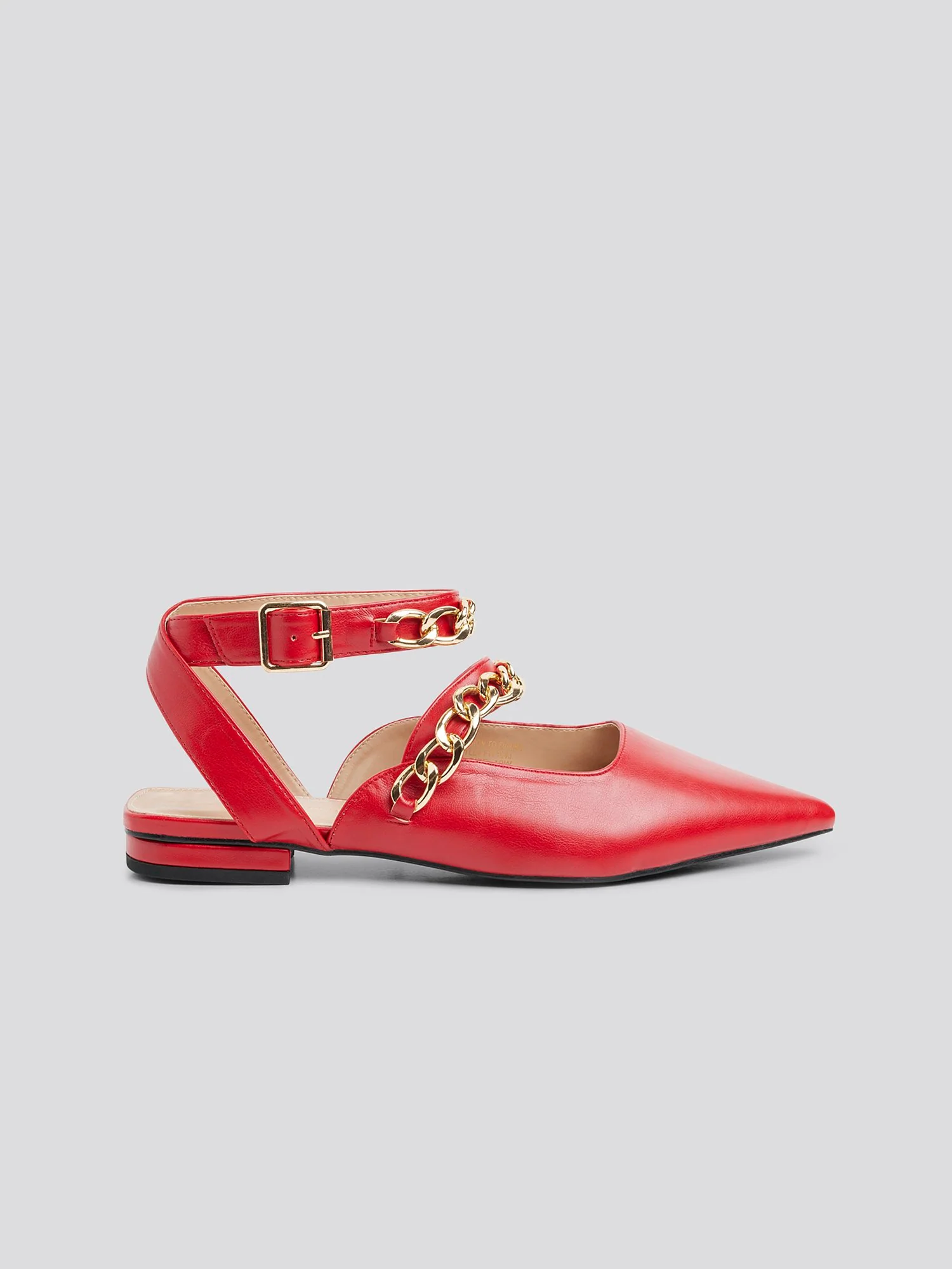 Aliza Ankle Strap Flats with Chain Detail - Image 6