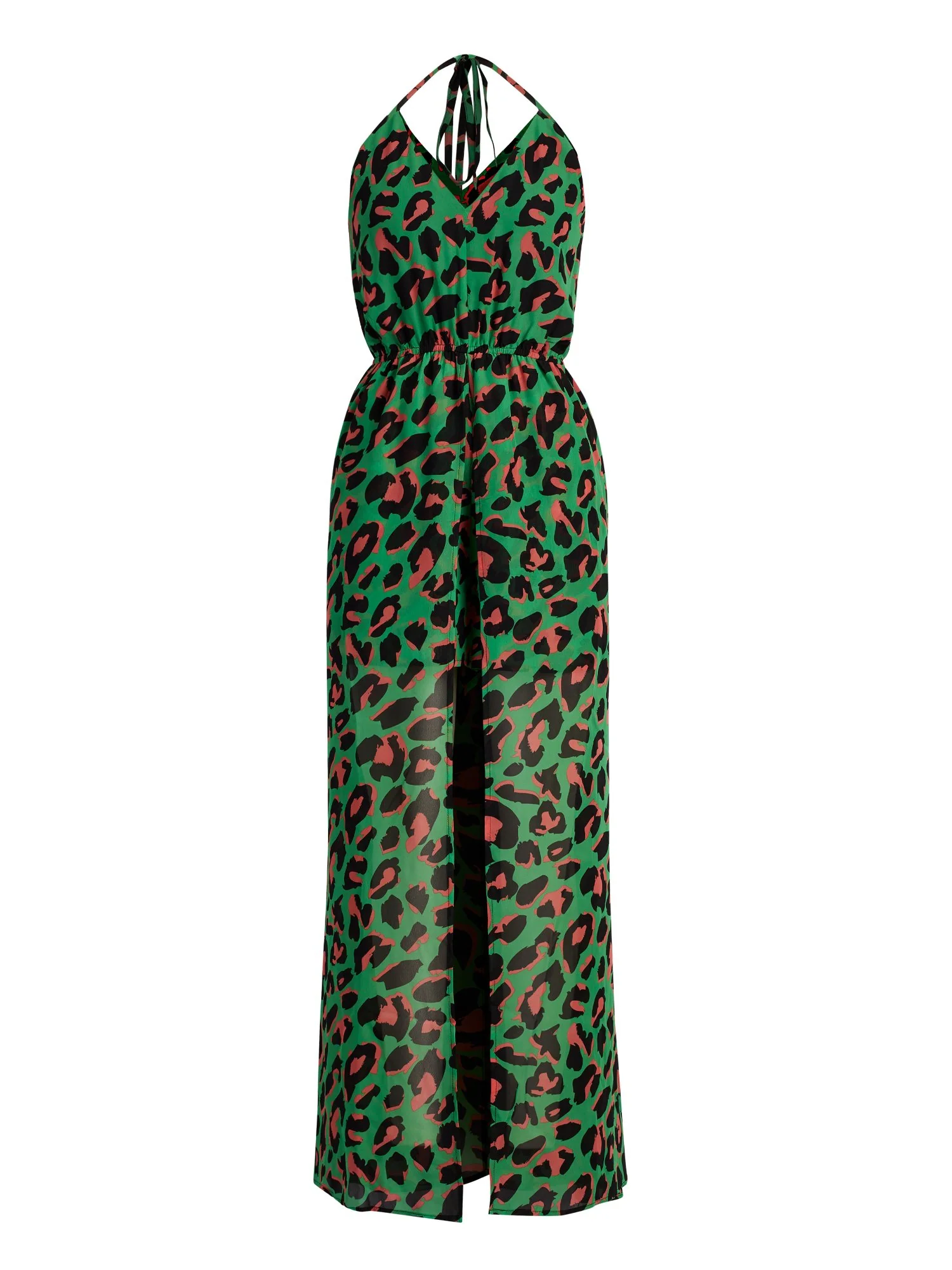 Animal Print Halter Skirted Dramatic Romper - Image 4