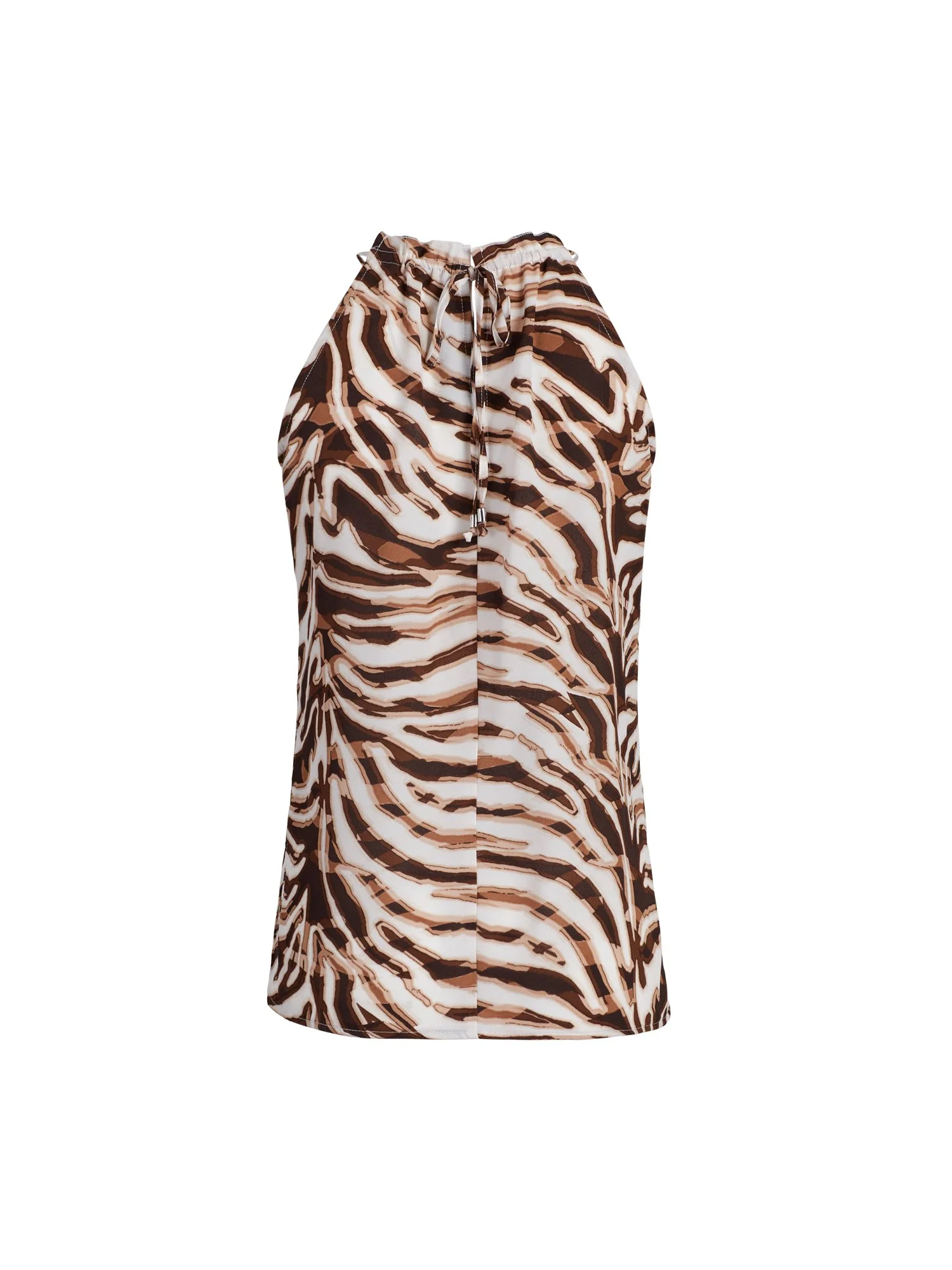 Animal Print Ruffled Neck Halter Top - Image 3