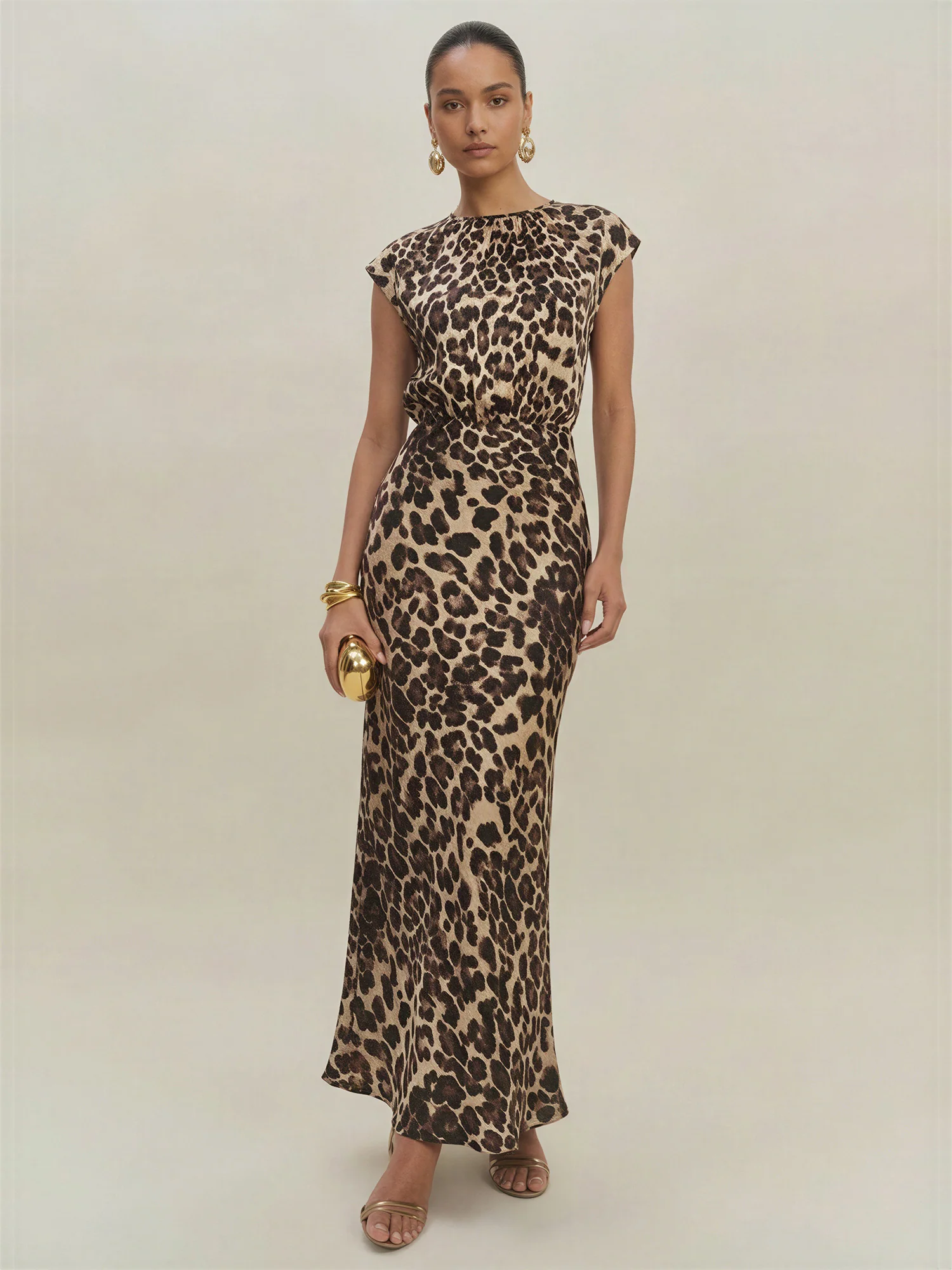 Animal Print Satin Midi Dress