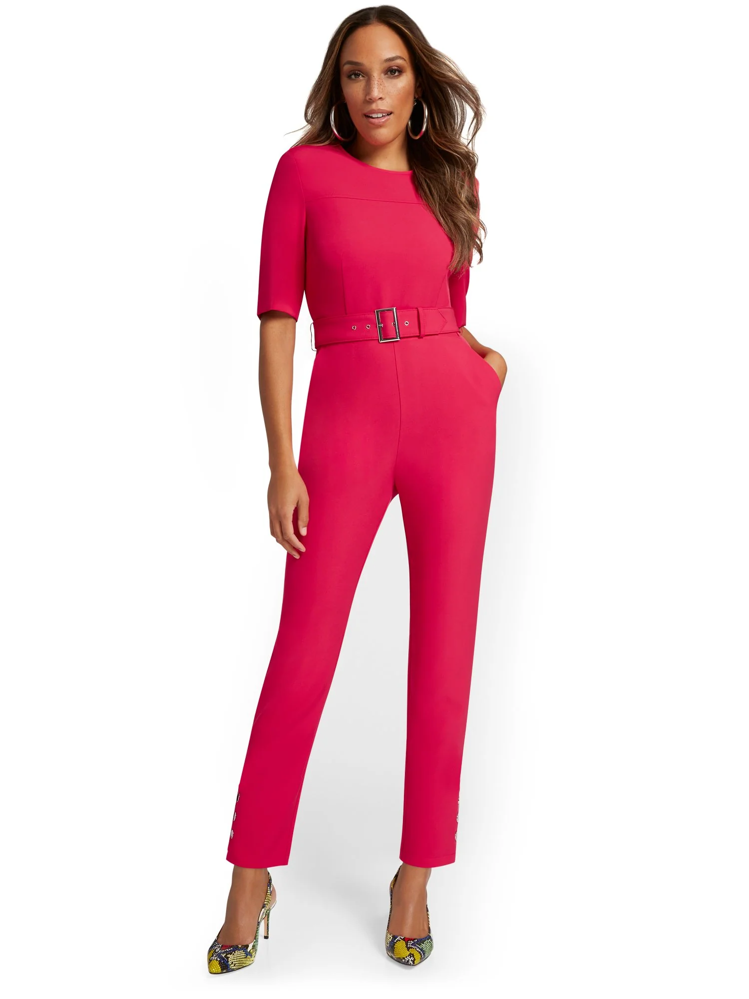 Ankle Button-Detail Belted Jumpsuit - Image 5