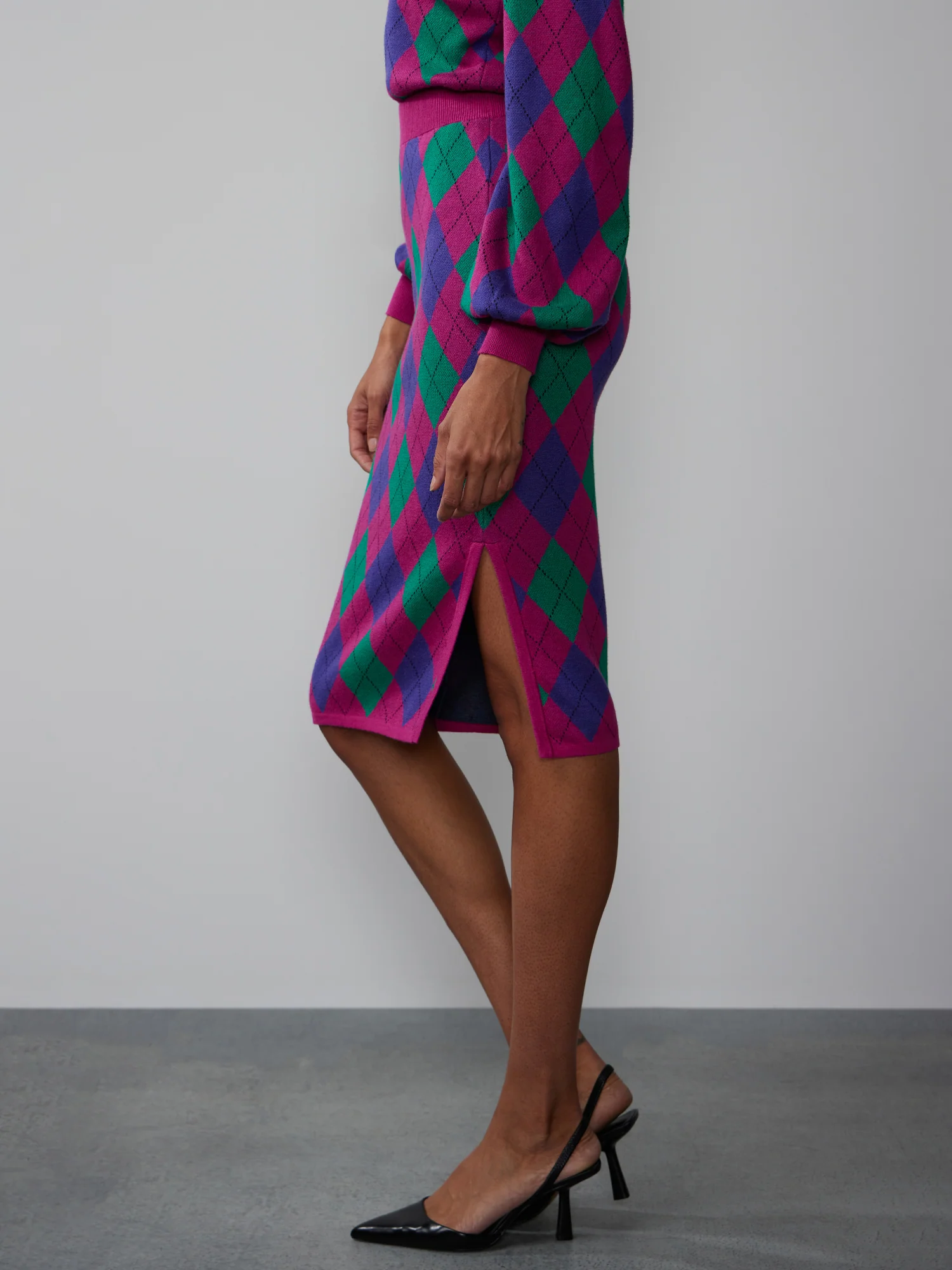 Argyle Knit Pencil Skirt - Image 2