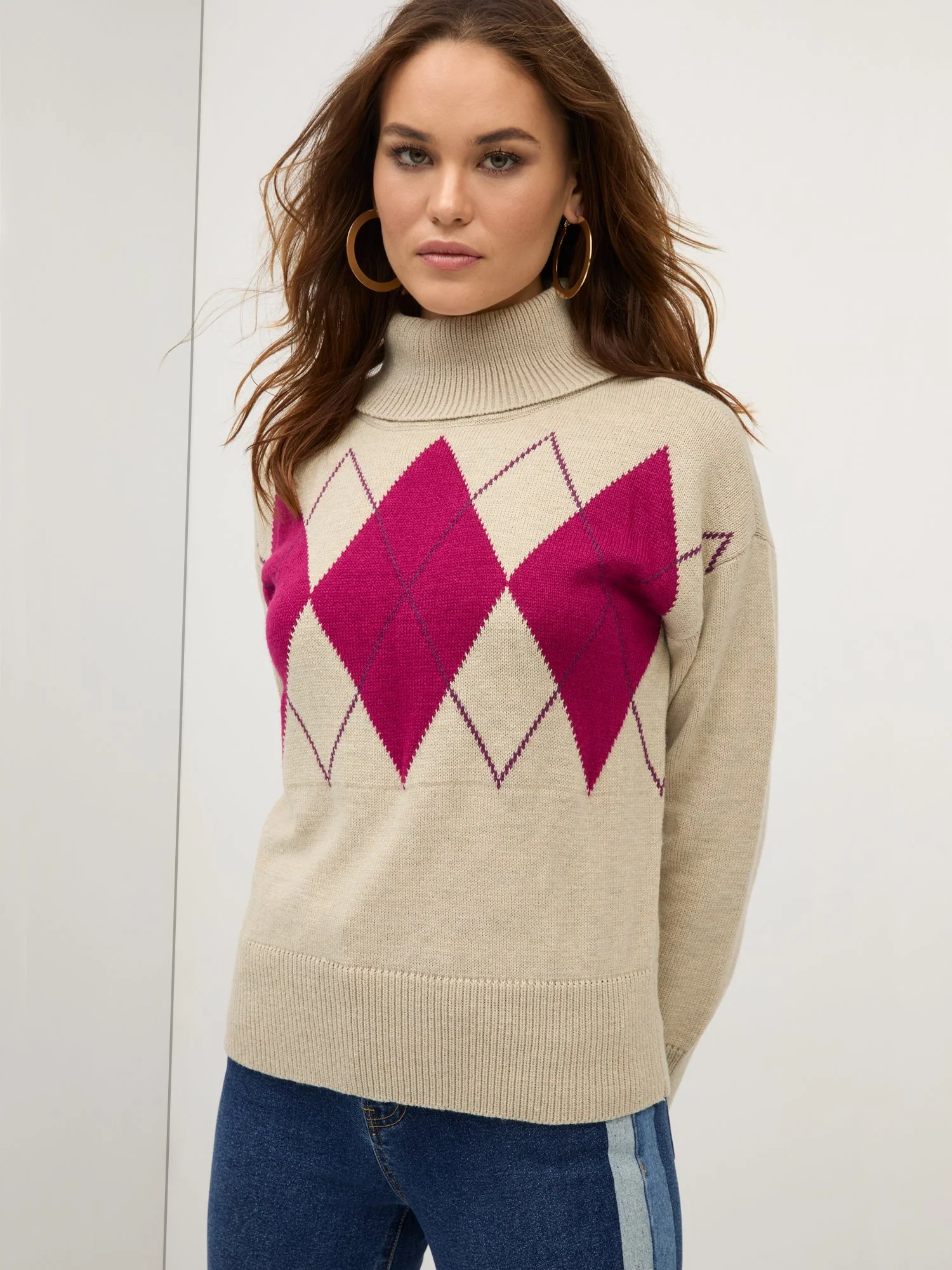 Argyle Turtleneck Pullover Sweater - Image 6