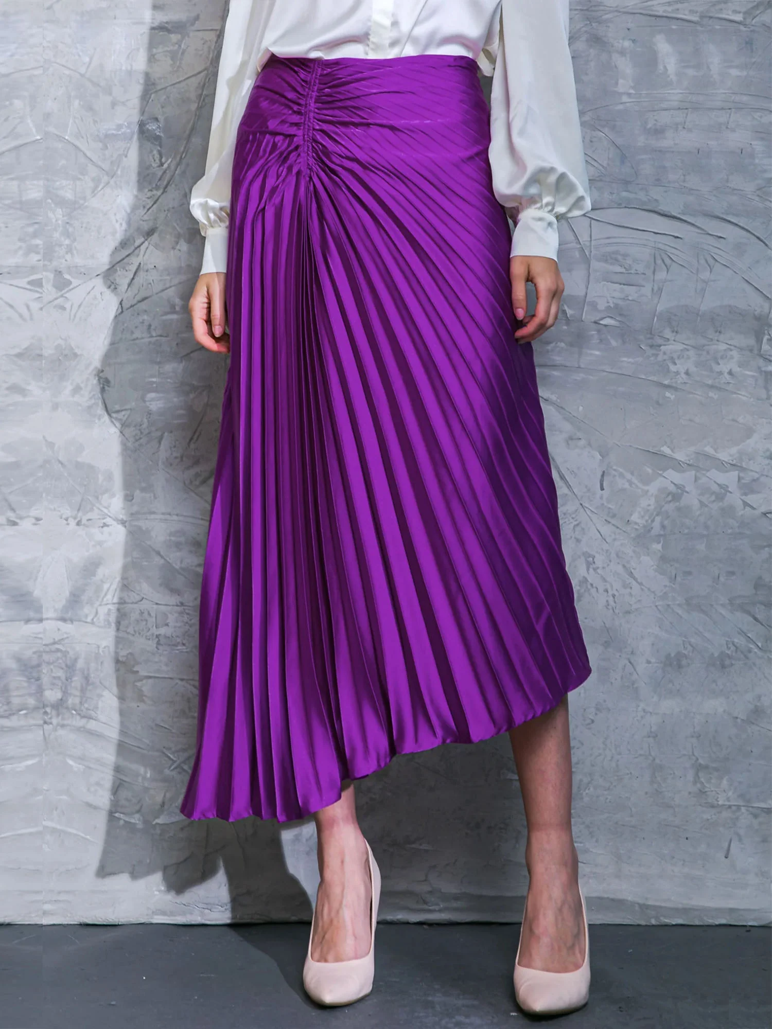 Asymmetrical Pleated Maxi Skirt