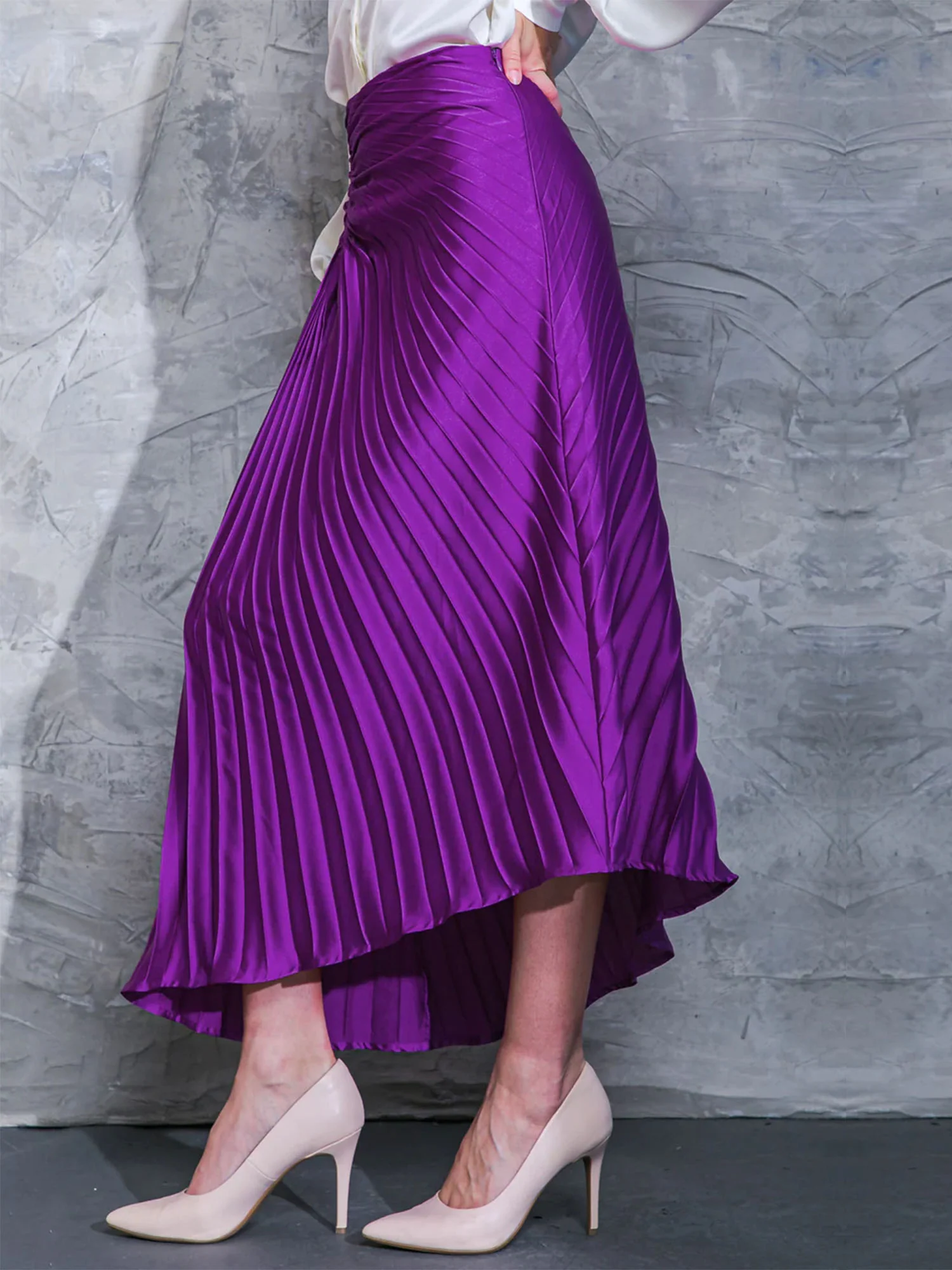 Asymmetrical Pleated Maxi Skirt - Image 3