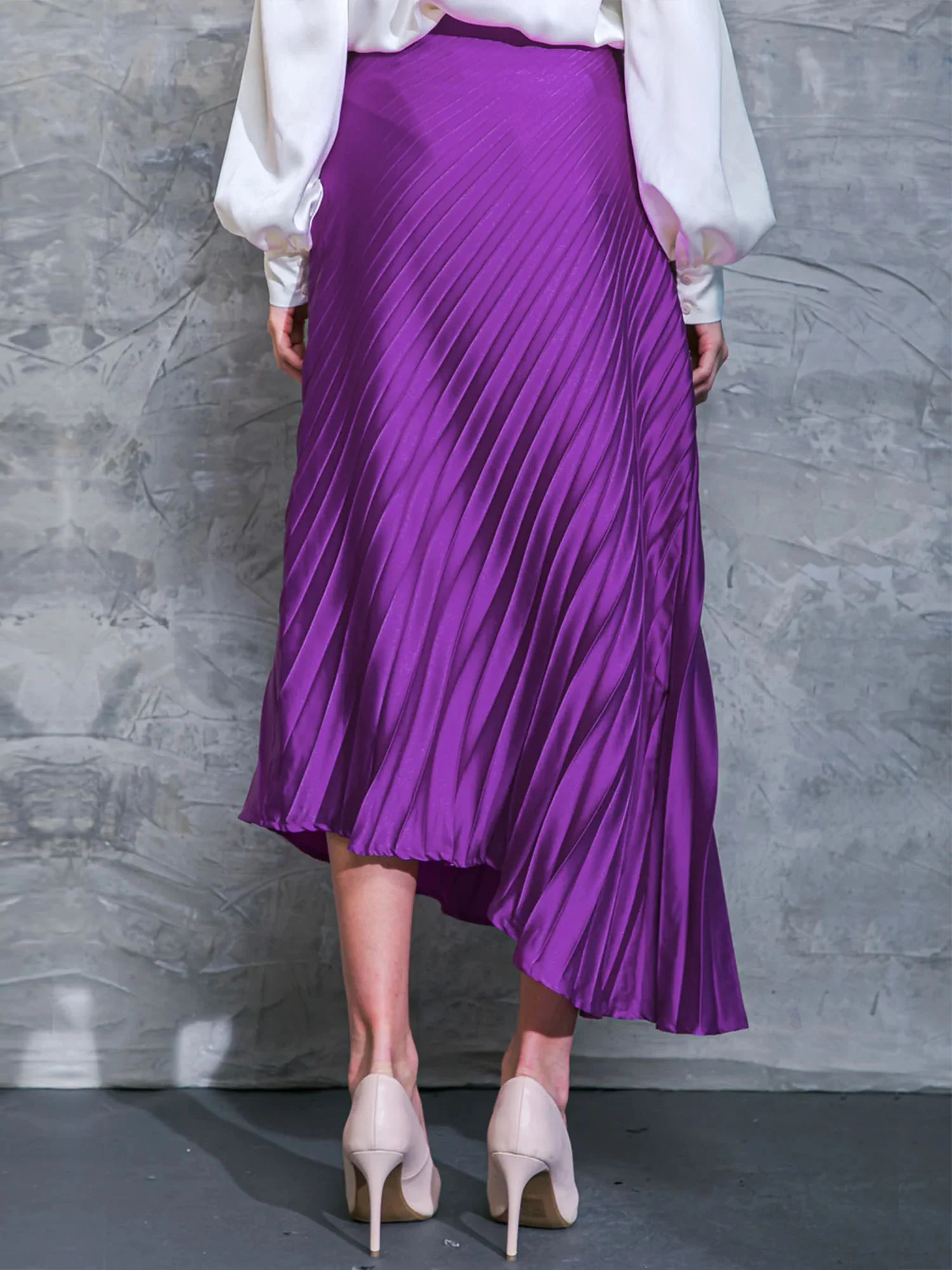 Asymmetrical Pleated Maxi Skirt - Image 4