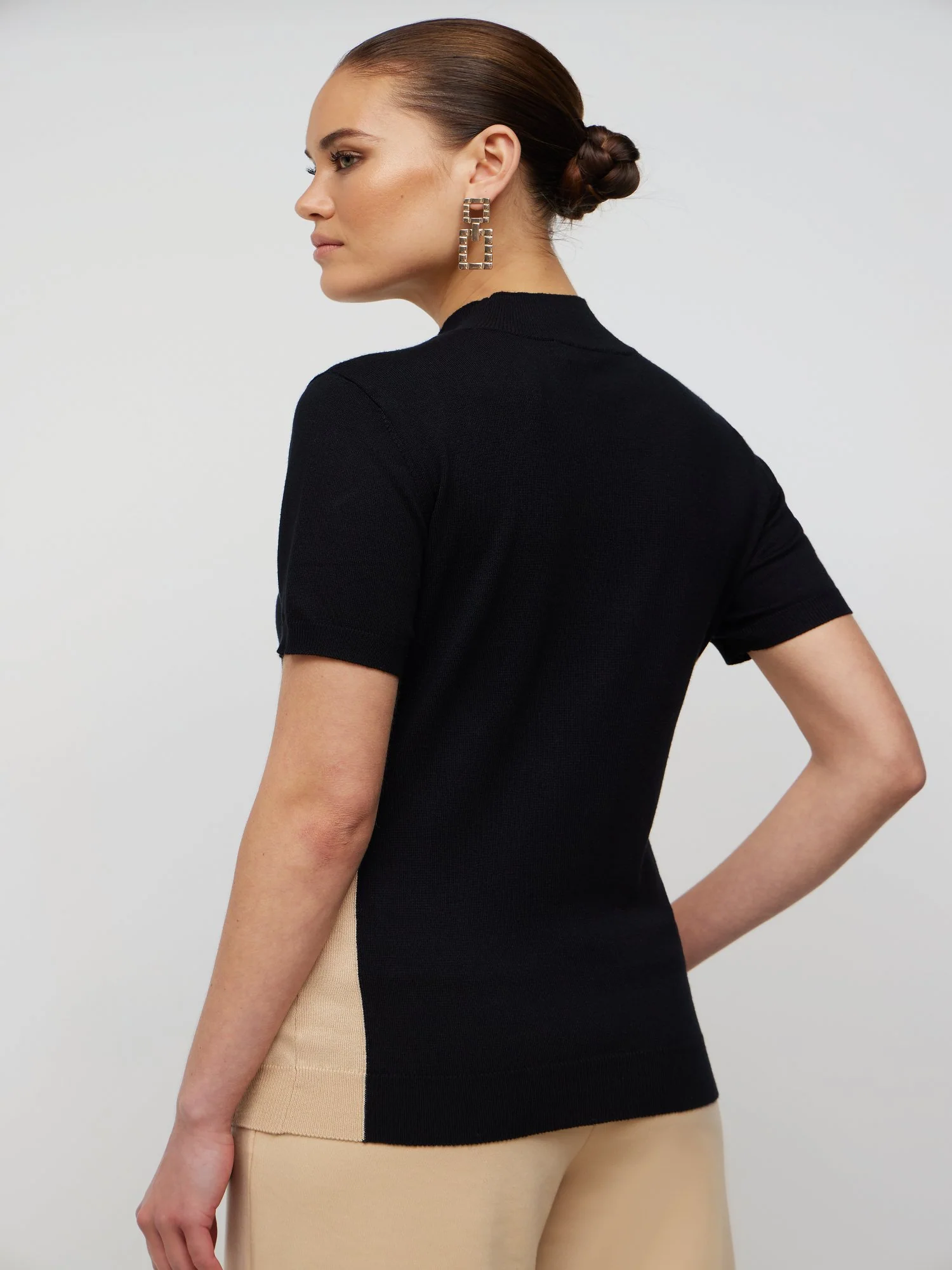 Asymmetric Button Detail Knit Top - Image 2