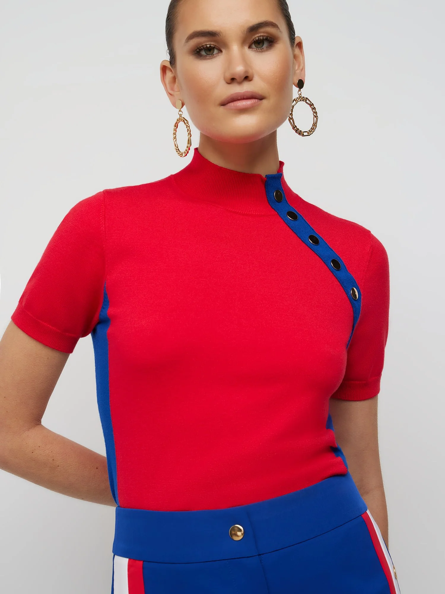 Asymmetric Button Detail Knit Top - Image 4