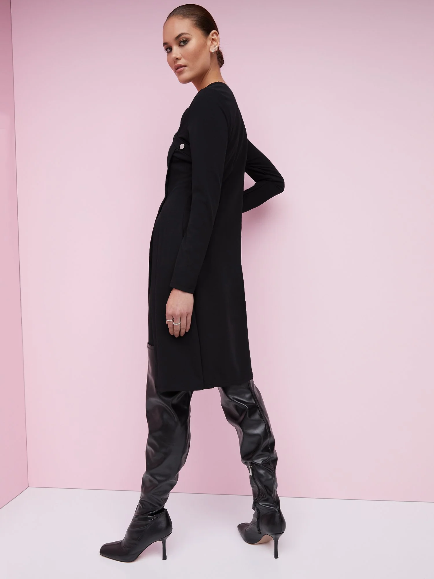 Asymmetric Button-Detail Slit-Side Top - Image 3