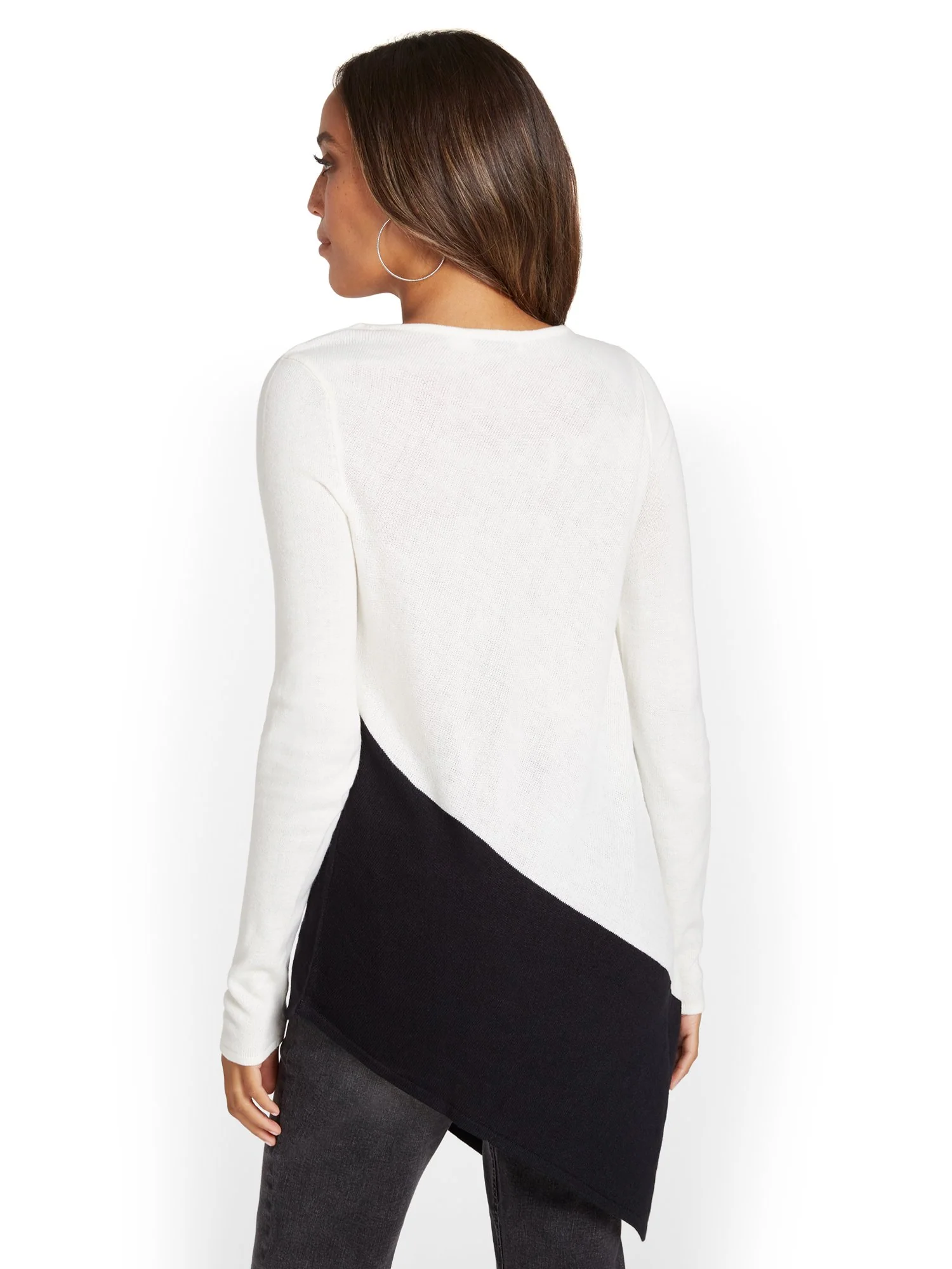 Asymmetric Colorblock Tunic Sweater - Image 3