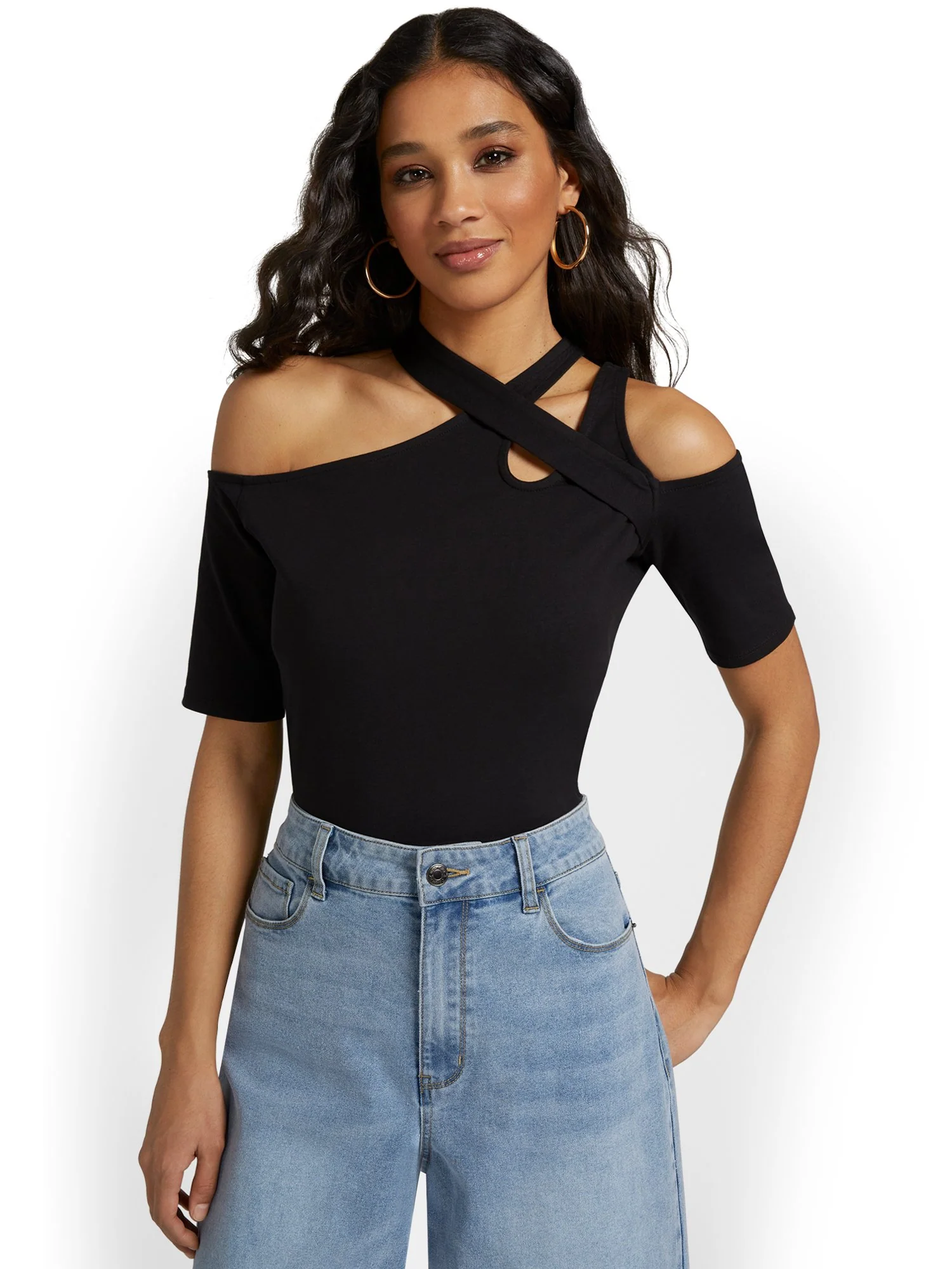 Asymmetric Cut-Out City Tee