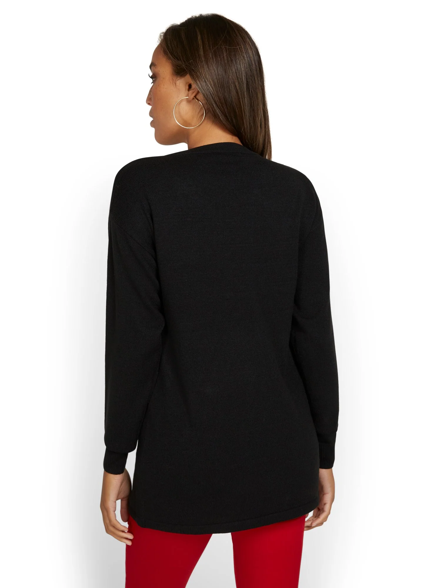 Asymmetric Jewel-Embellished Tunic Sweater - Image 3