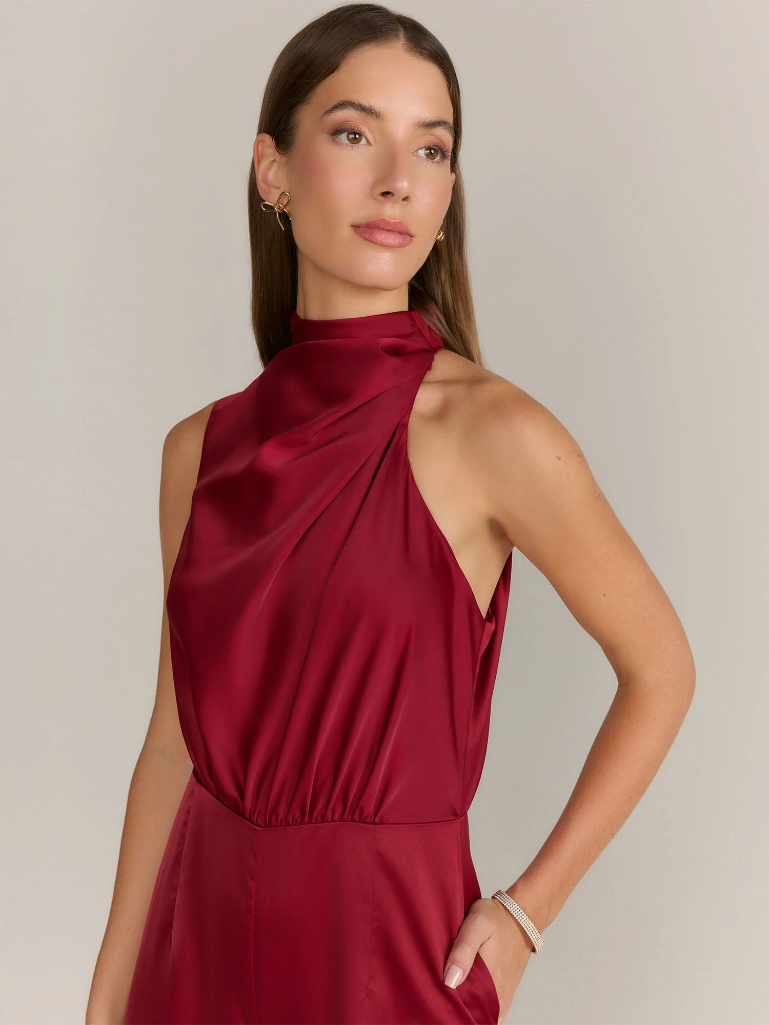 Lena Asymmetric Neck Satin Jumpsuit - Brands We Love - Image 6