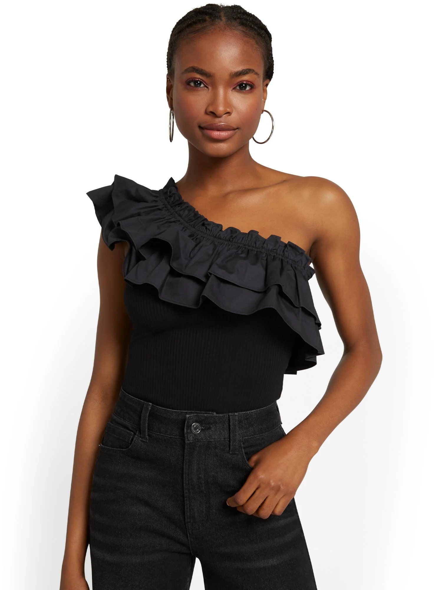 Flying Tomato Asymmetric Ruffle Poplin Bodysuit - Brands We Love - Image 2
