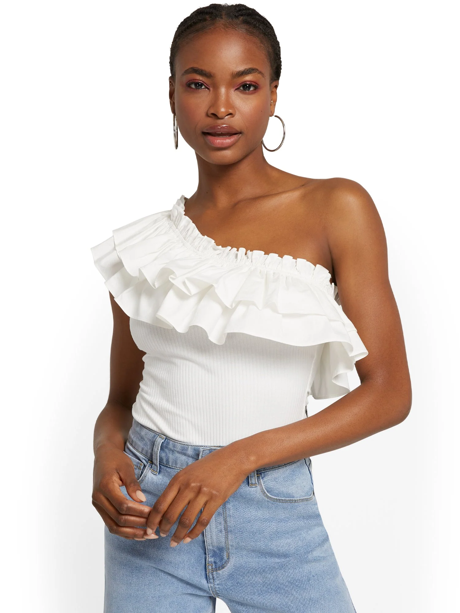 Flying Tomato Asymmetric Ruffle Poplin Bodysuit - Brands We Love - Image 4