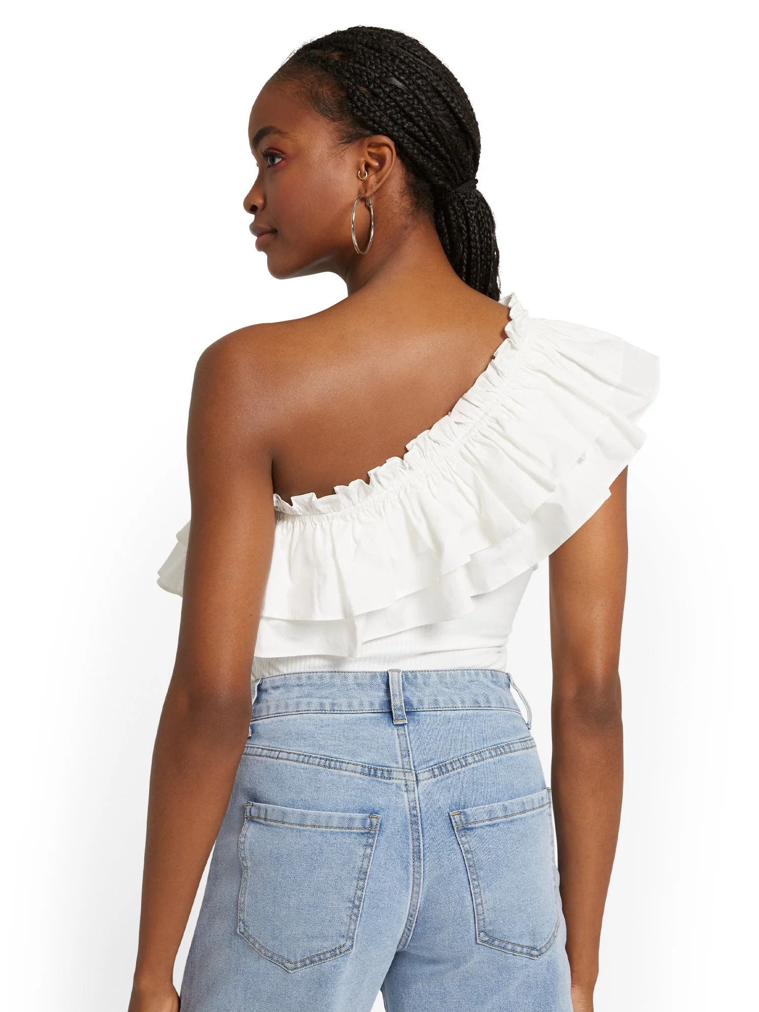Flying Tomato Asymmetric Ruffle Poplin Bodysuit - Brands We Love - Image 6