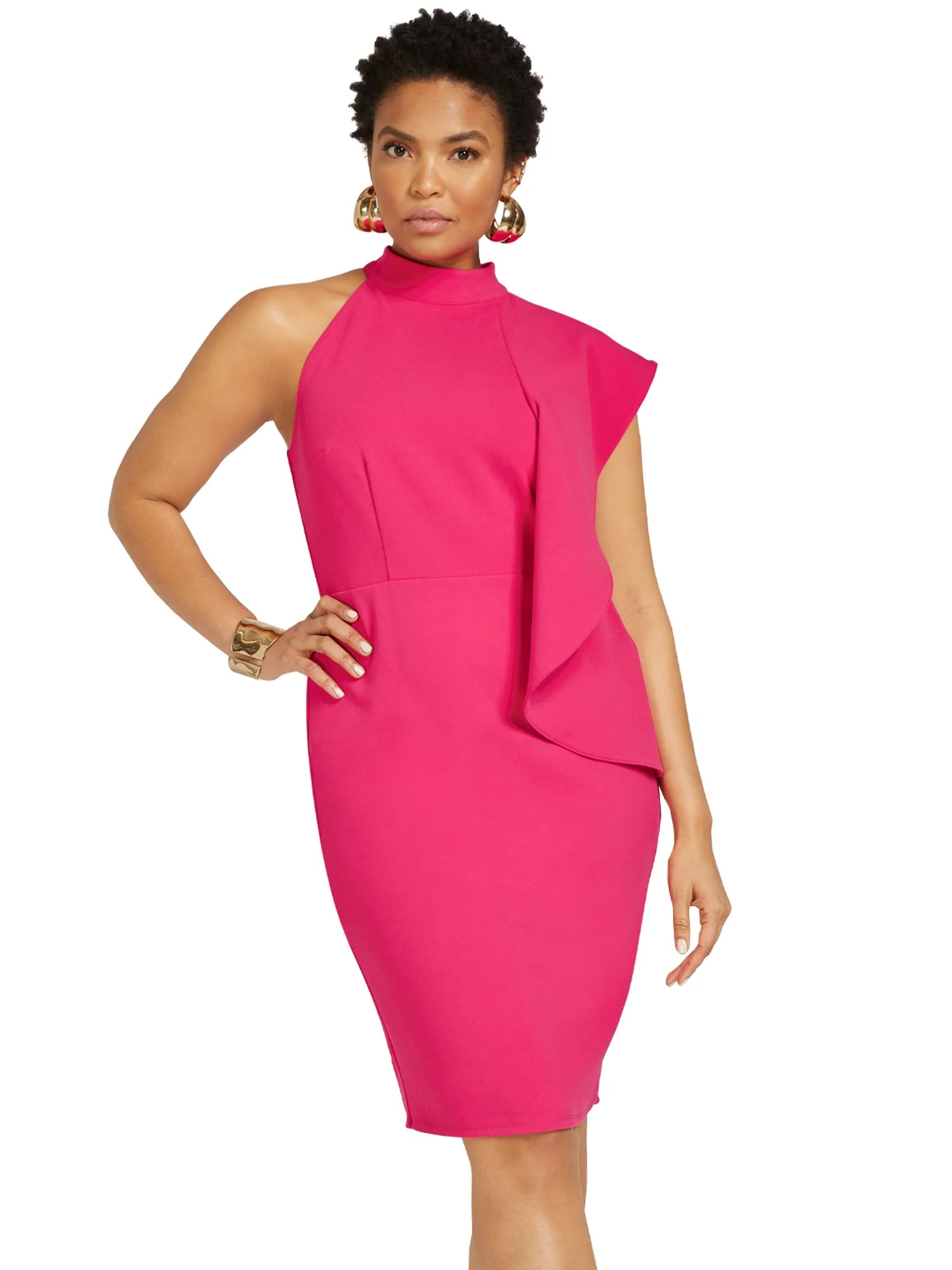 Asymmetric Sheath Dress - Magic Crepe® - Image 11